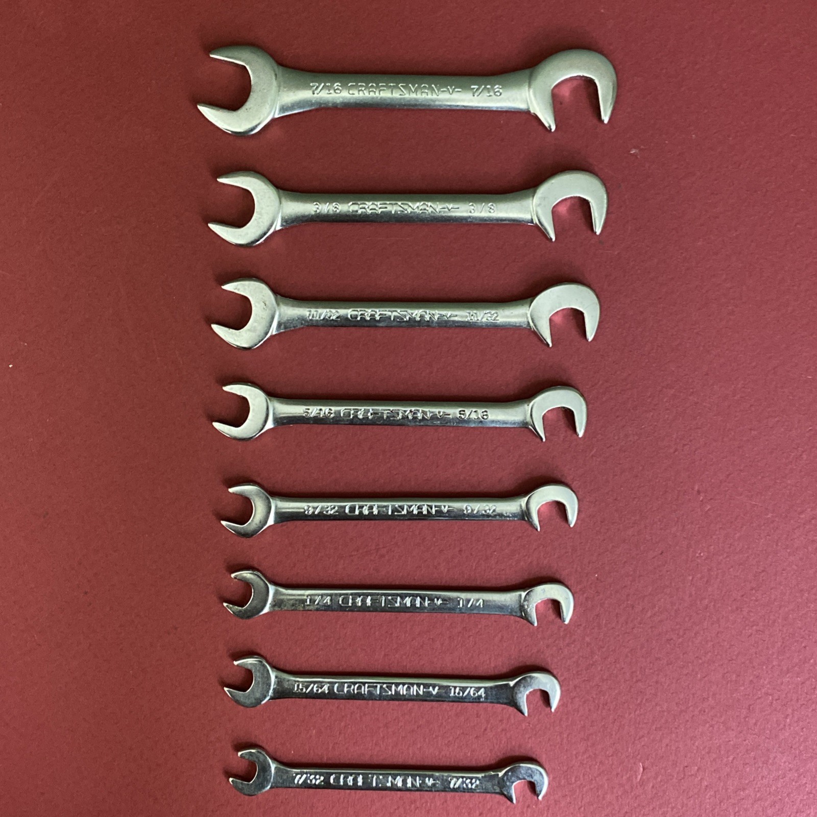 Craftsman USA 8-Pc Open End -V- Ignition Wrench Set 4306 Super-tuff 90° Offset
