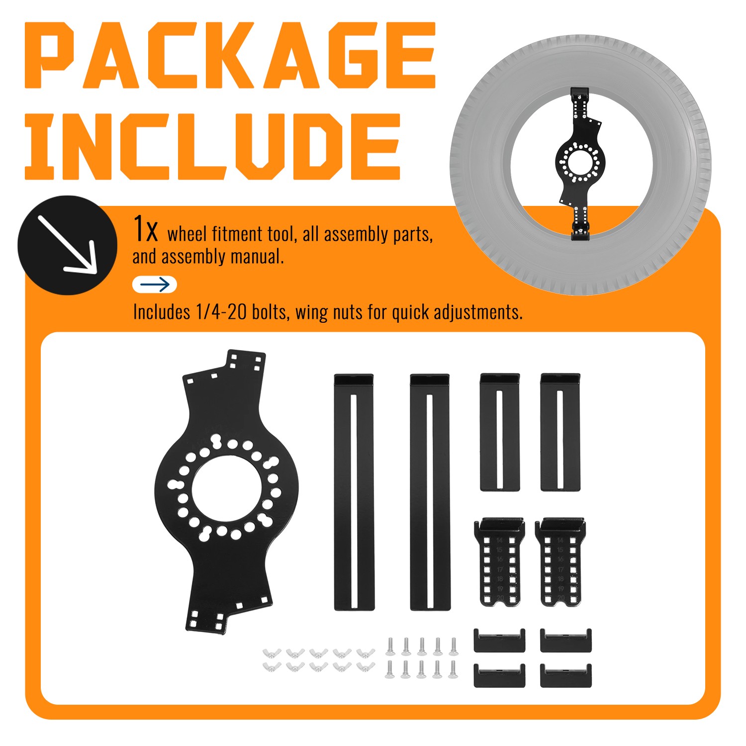 5-Lug Pattern 14″-22″ Wheel Fitment Simulator Tool Tire Size For Measurement