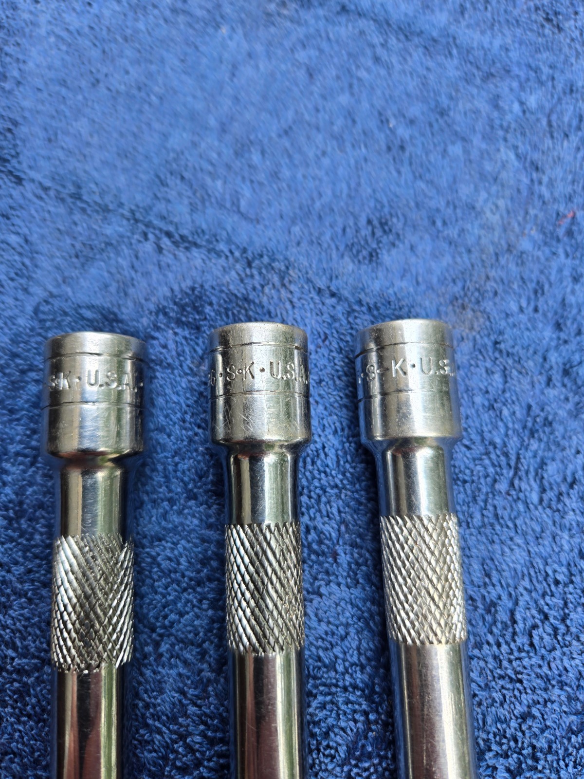 S-K Tools 3pc Locking Ratchet Extensions 3/8″ Drive 18″, 12″, 7.5″ Used