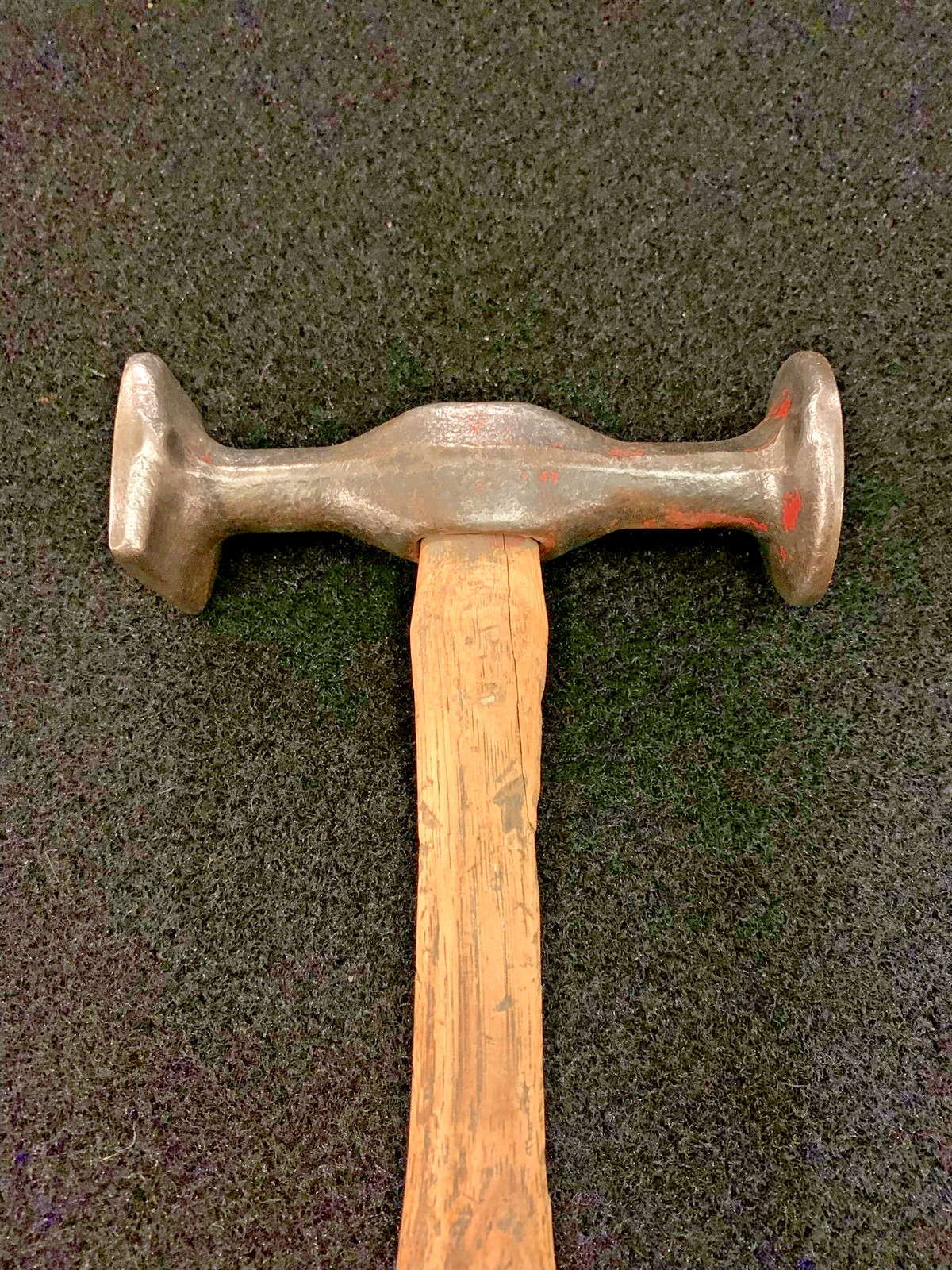 Auto body hammer, square and round face hand tool. Unmarked, dressed