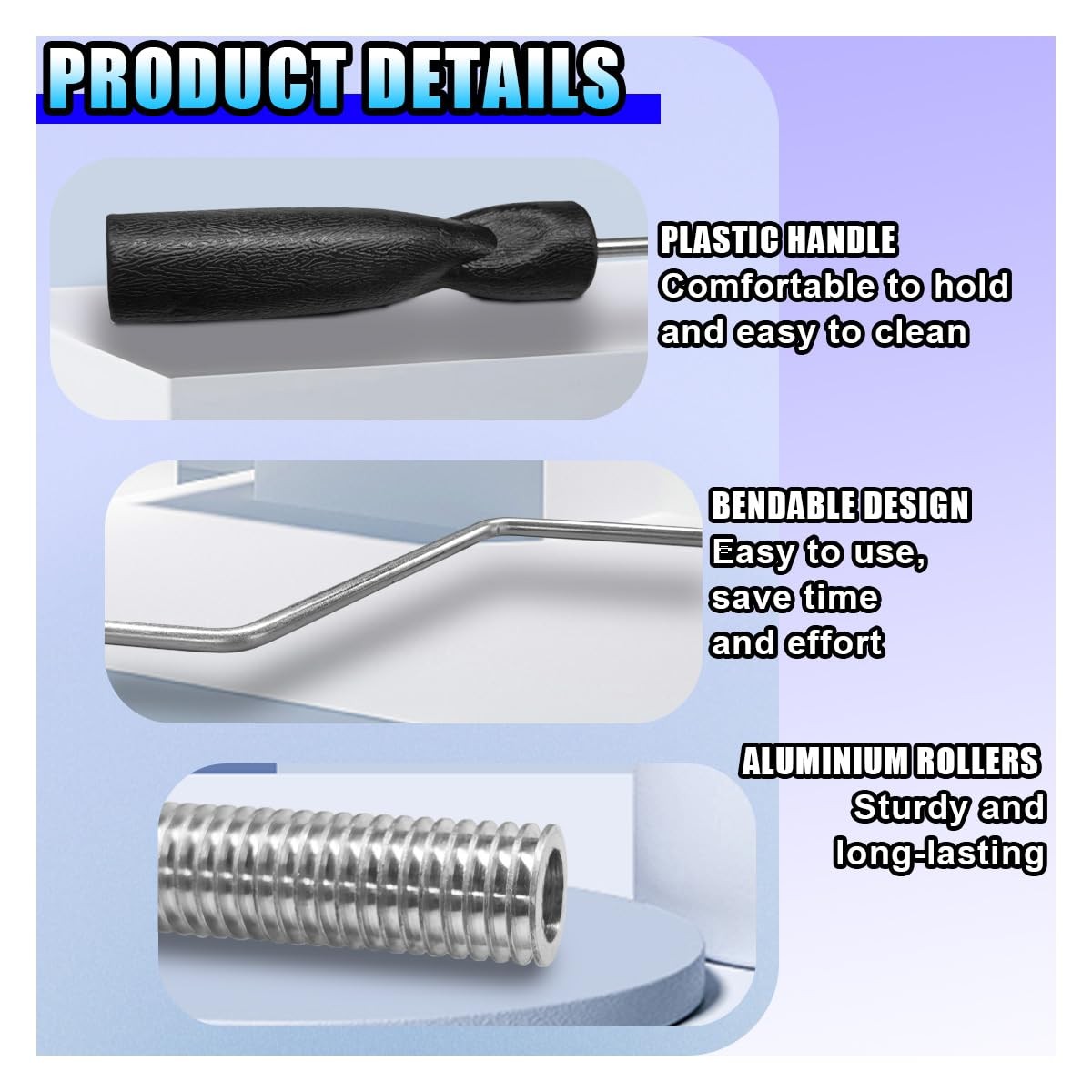3IN Fiberglass Roller Bubble Paddle Tool, Universal Aluminum Head