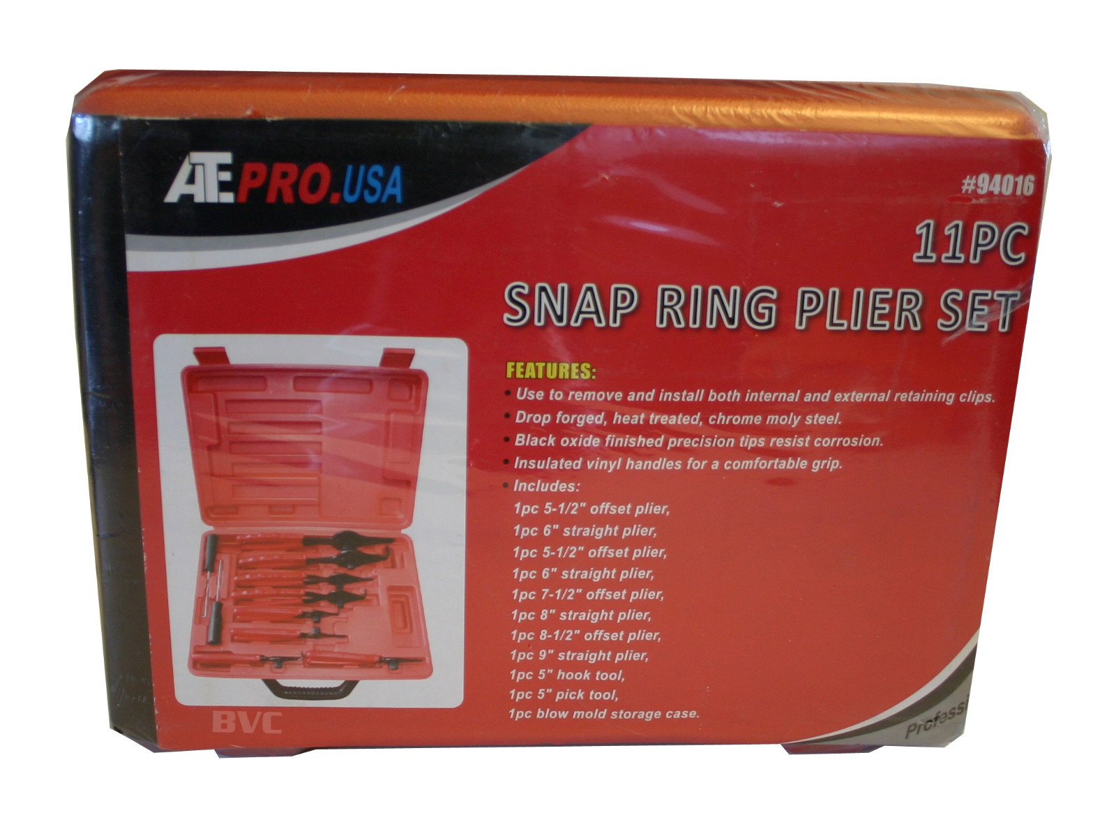 11 Piece Snap Ring Pliers Set with Blow Molded Case – Inside and Outside