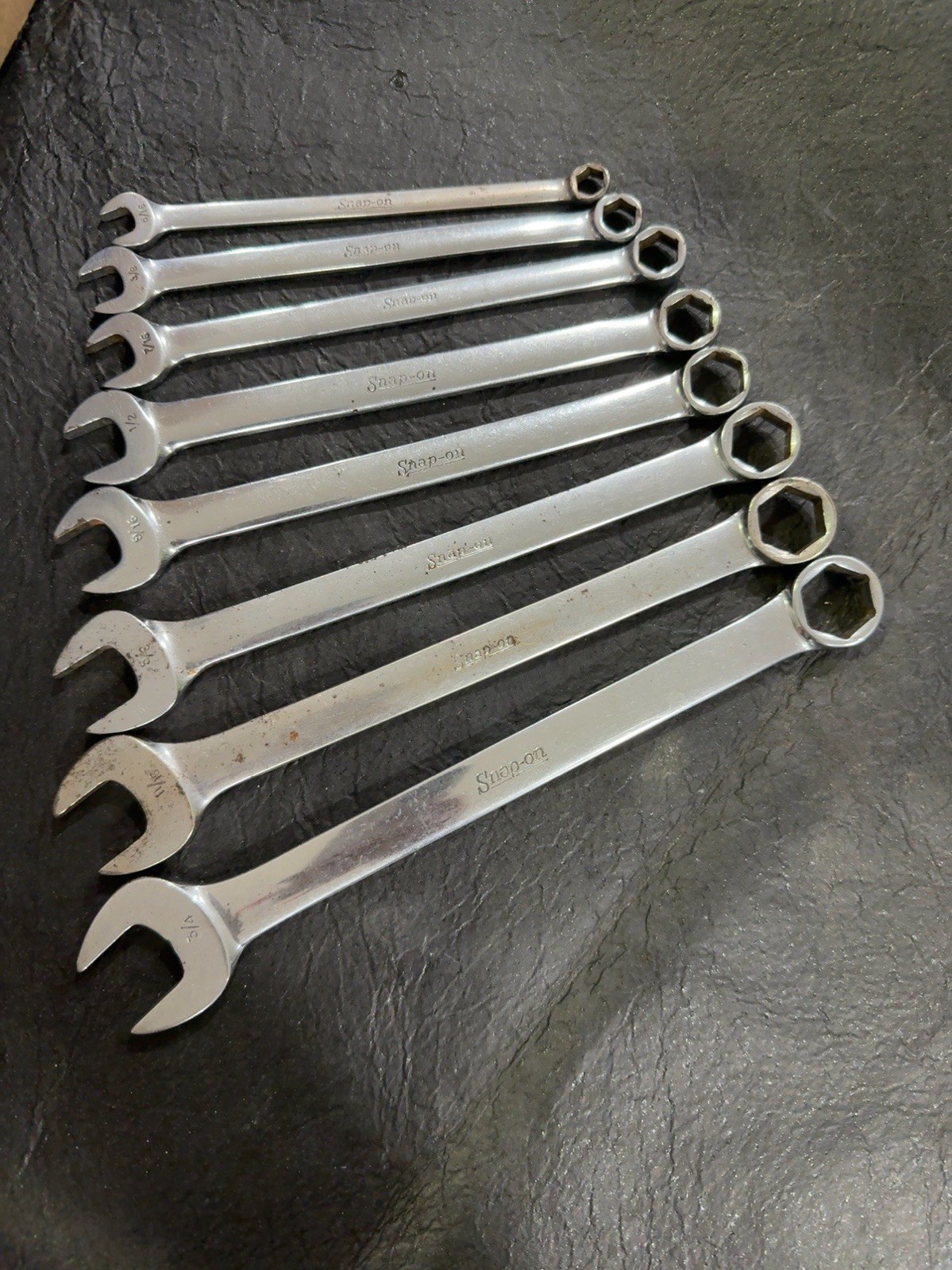 Snap-on Tools 8 pc SAE Combo Wrench Set 5/16″ – 3/4” OSH10 to OSH24, USA MADE
