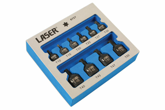 Laser 6727 10 Piece 1/4″D, 3/8″D Low Profile Impact Star Socket Bit Set