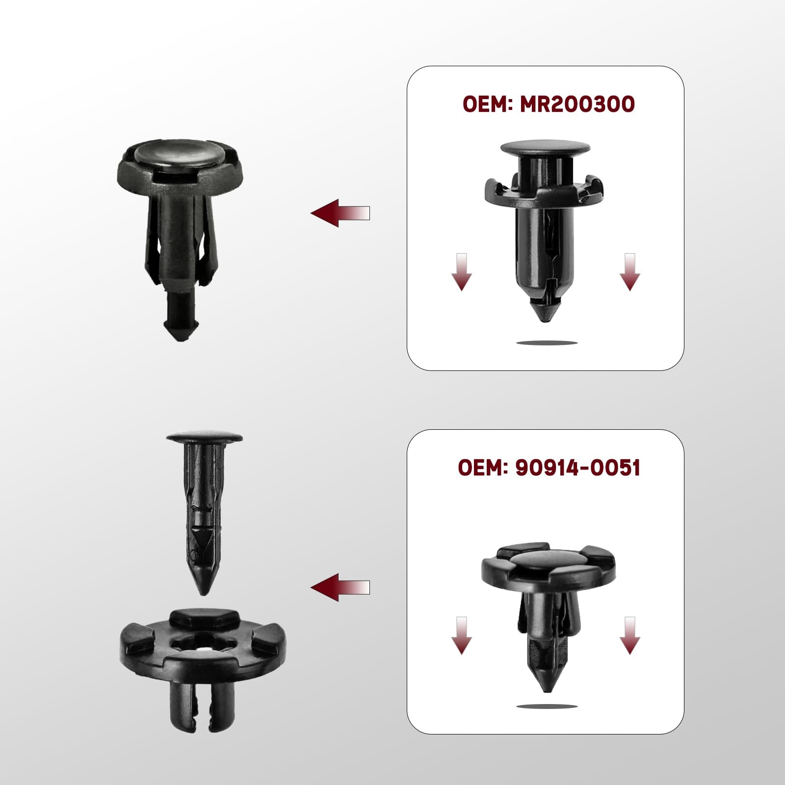 Xislet 121pcs Plastic Rivets Clips 7mm 8mm 9mm 10mm One Size, Black