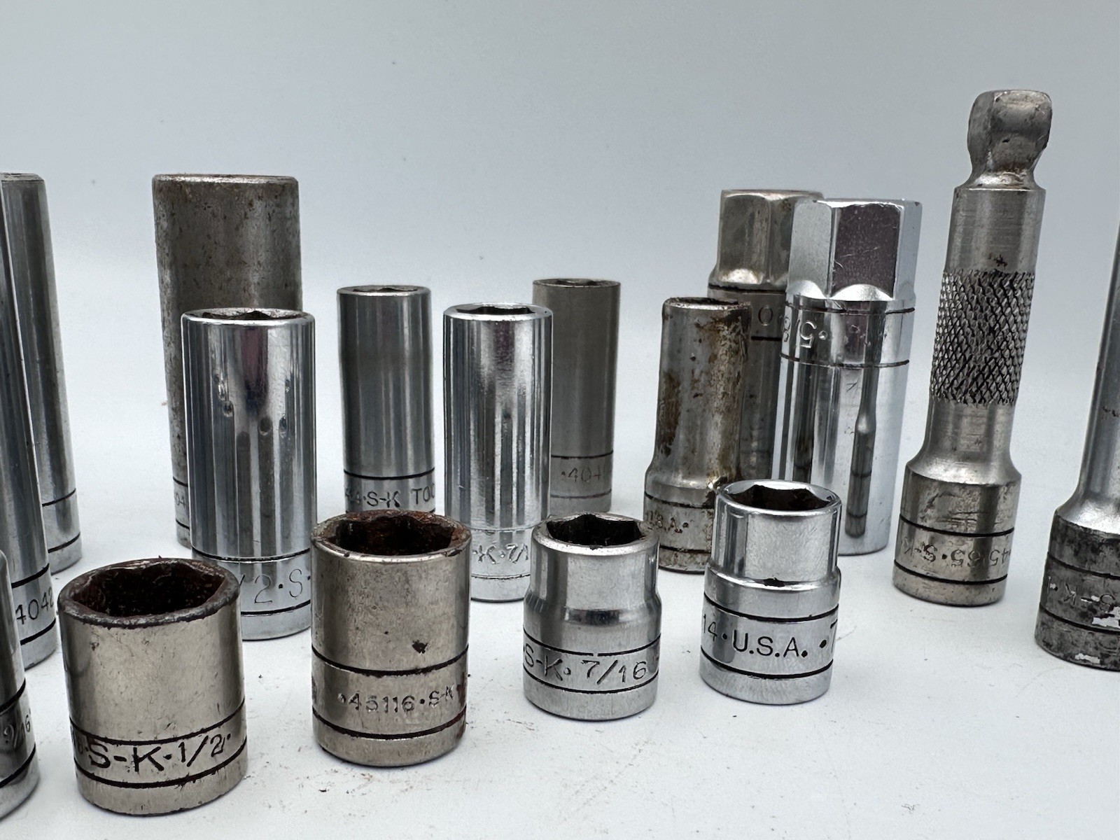 SK Wayne 3/8” Drive Socket Lot – Deep & Shallow Sockets + Extensions Vintage USA