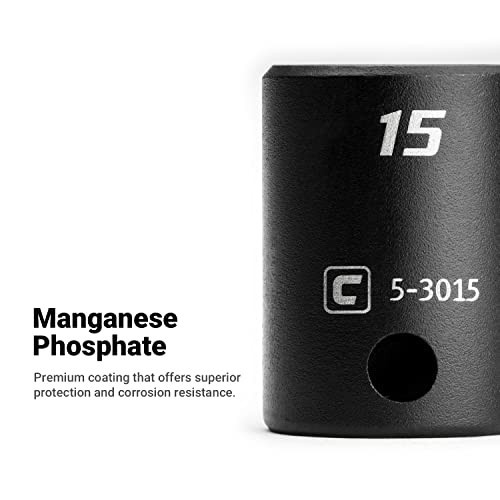 Impact Socket 3/8 Inch Drive 6 Point Metric 20mm Manganese Phosphate Coated