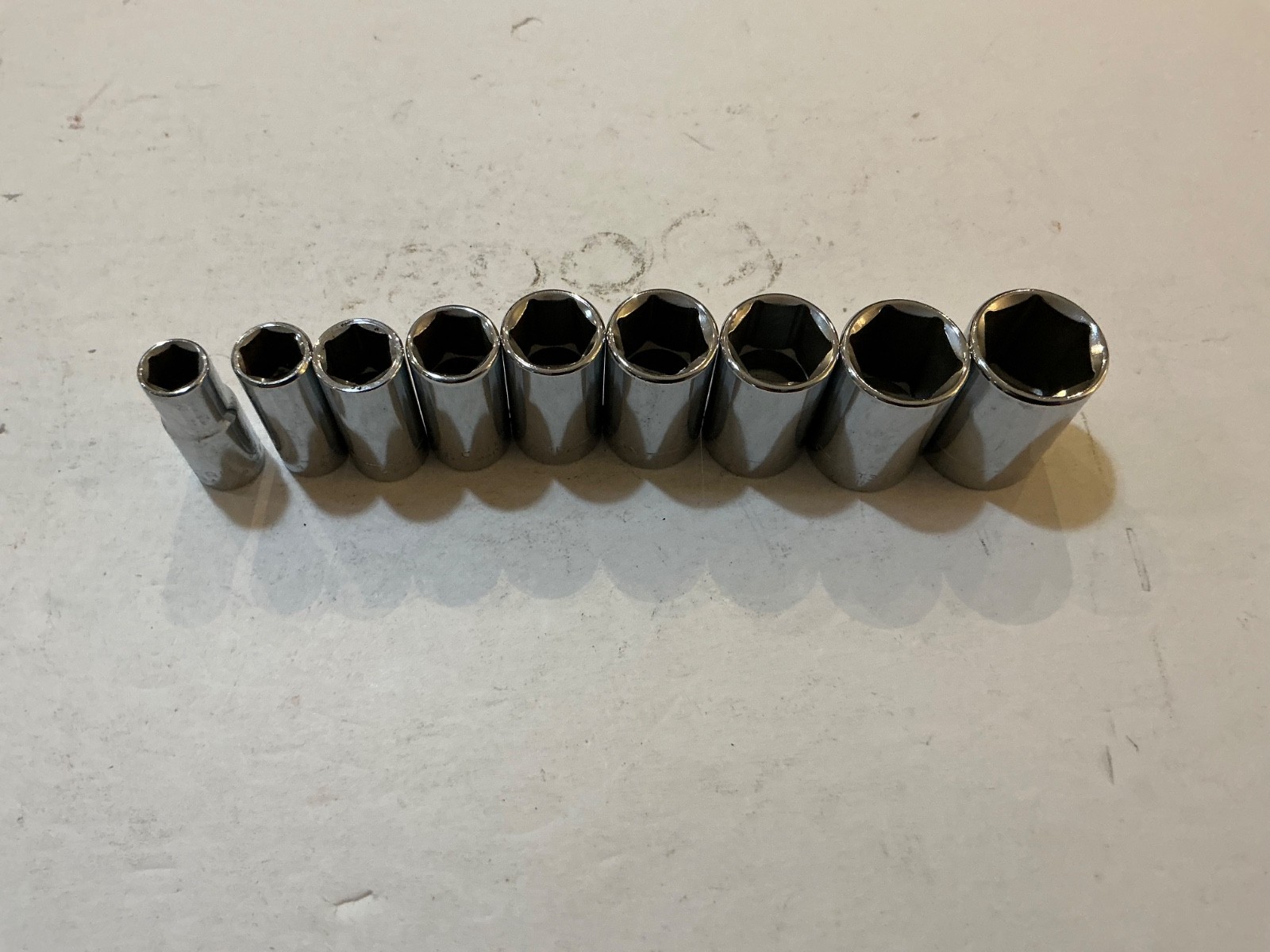 RARE Craftsman USA Mid-Length Semi-Deep SAE 9pc socket set 3/8” Dr 6Pt 3/8”-7/8”