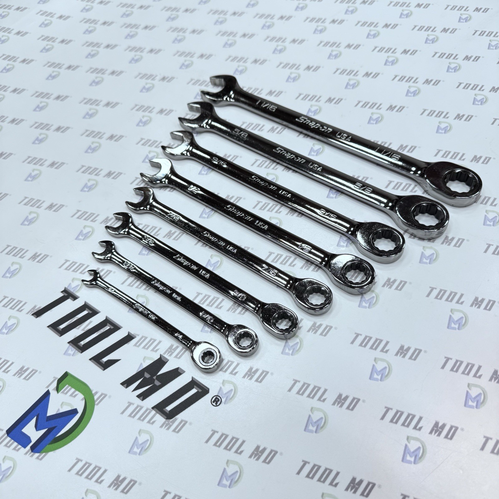 Snap-on Tools USA NEW 8pc SAE 0° Non-Reversing Ratcheting Wrench Set SOXR01FBRA