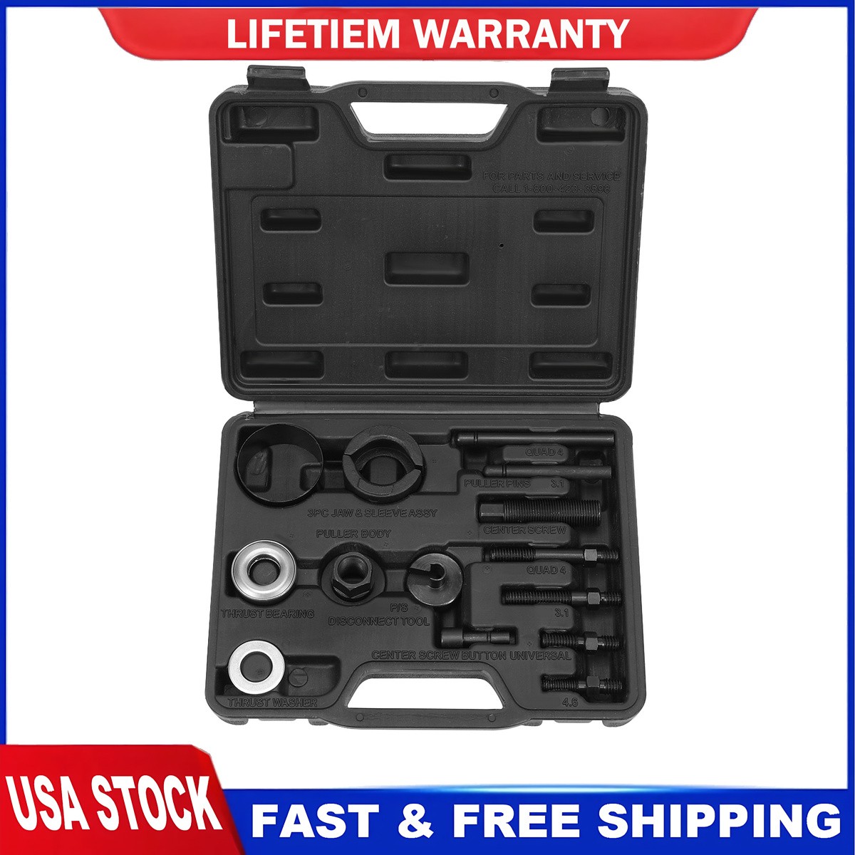 14 Pieces Power Steering Pump Puller Remover & Installer Tool Kit US Warehouse