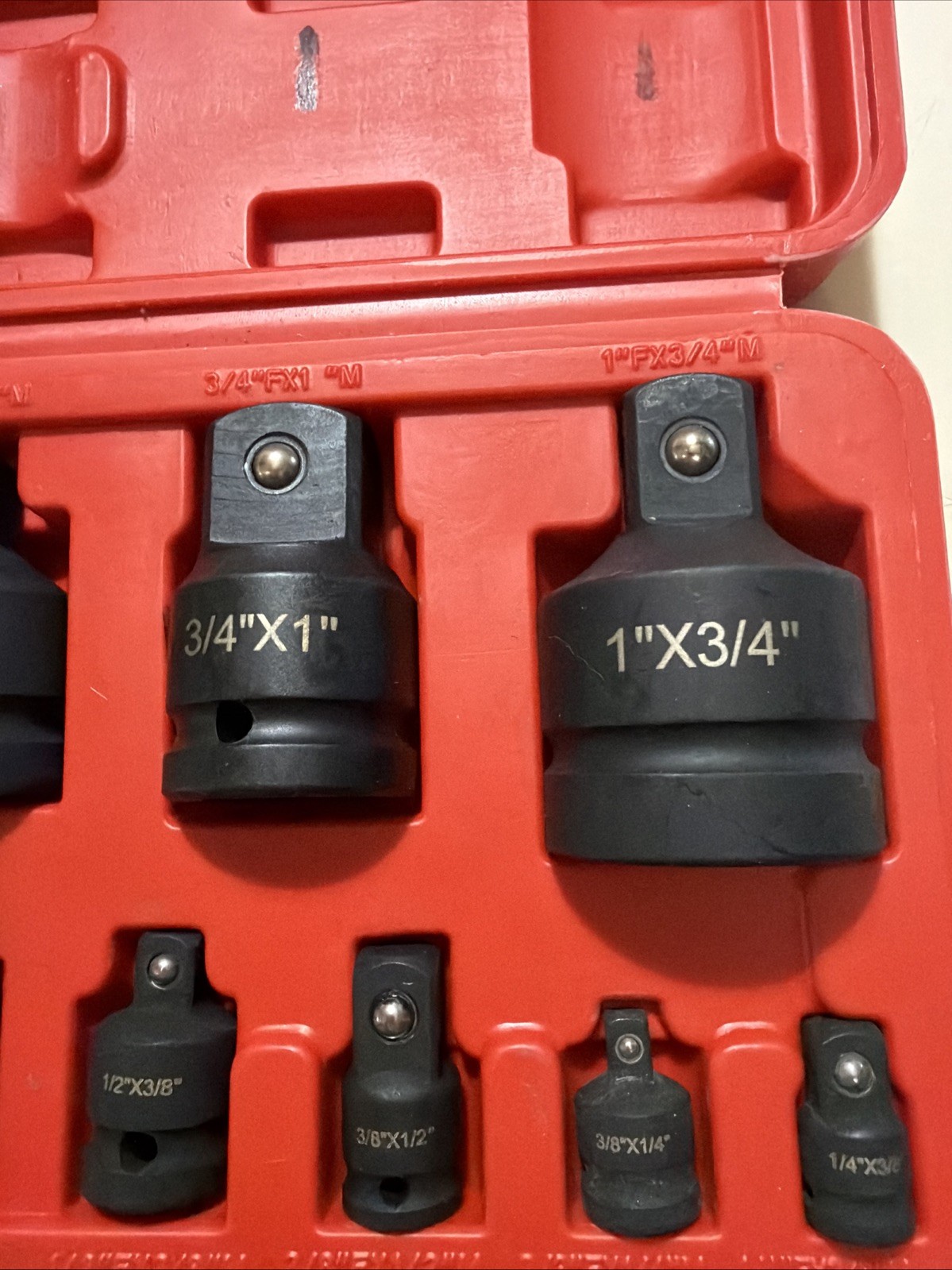 8Pcs Impact Socket Reducer Adapter Set Convertor Adaptors 1/4″ 3/8″ 1/2″ 3/4″ 1″