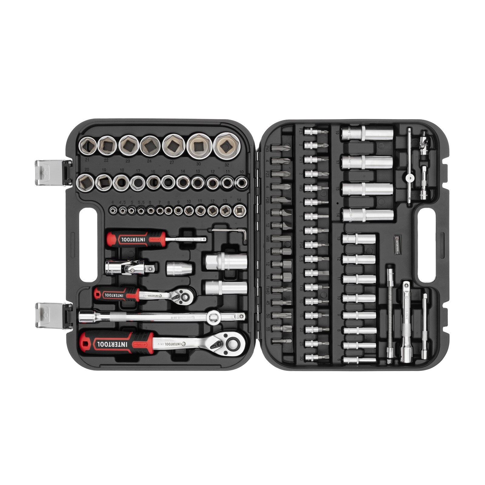 INTERTOOL 94pc 1/4″ and 1/2″ Ratchet Socket Wrench and Bit Set ET08-8094