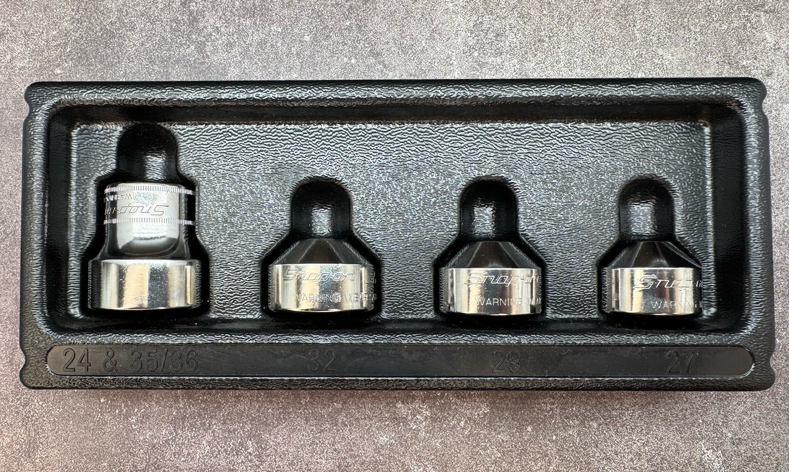 Snap-On OFSKIT, 24/27/35/36mm 4-piece Oil/Fuel Filter Socket Set