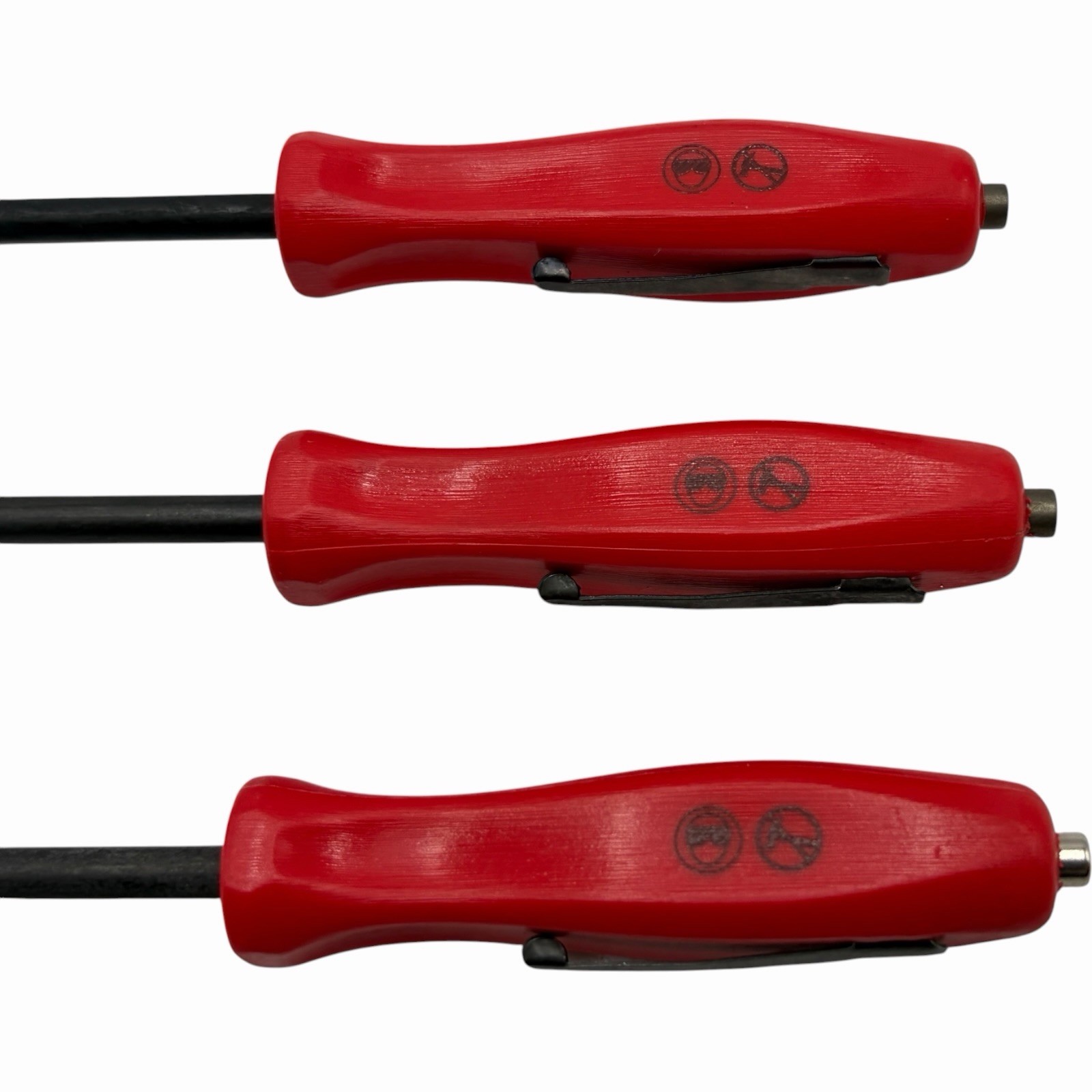 Snap On Tools Mini Magnetic Pocket Pry Bar Set 3 piece Red 5 inch Bent 90