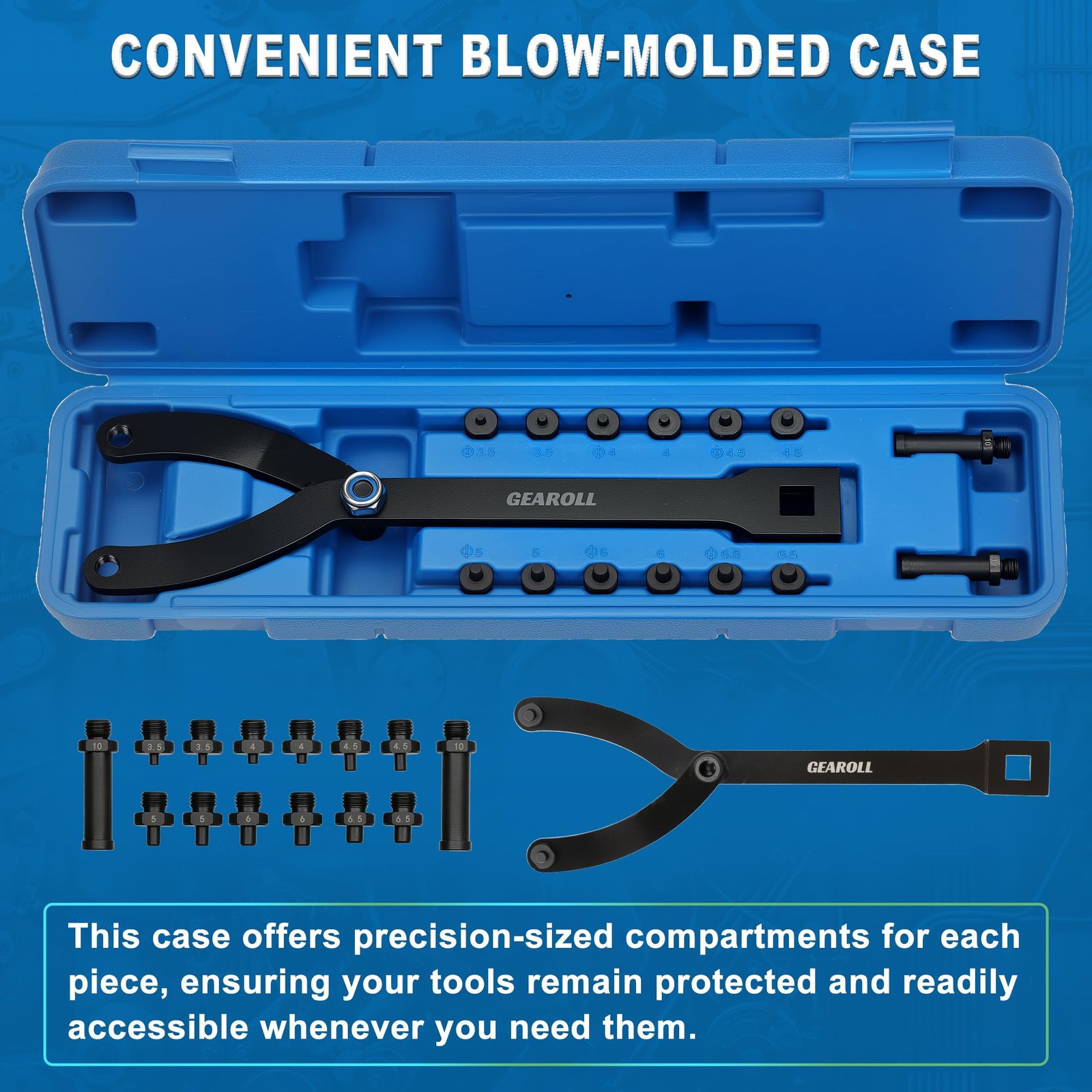 GEAROLL 15PCS Pulley Holder Tool 1-1/4 inches to 5 (32 ~ 127mm), Black