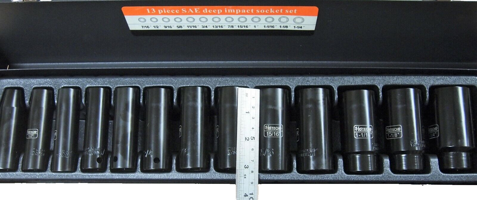 13 PC 1/2″ Dr. Deep Impact Socket Set SAE 6-Pt 7/16″ TO 1-1/4″ 206413