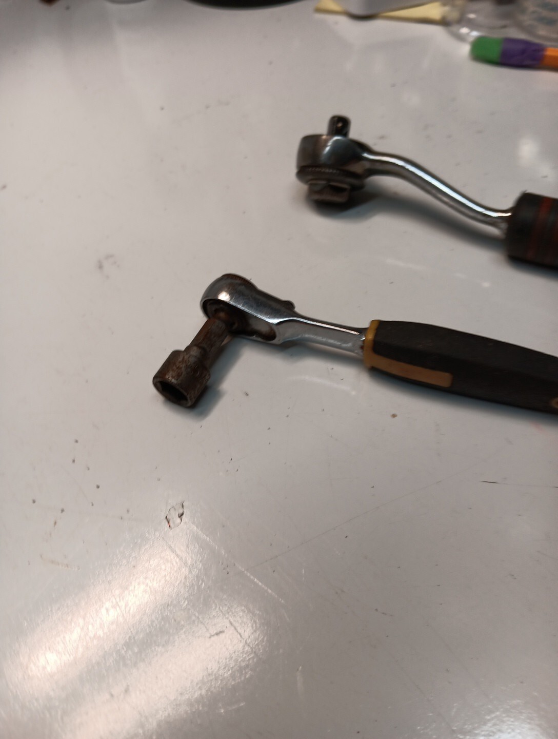 2 Vintage Ratchets,1/4 Drive Ampro C-rv ,no Name On The Other ,like A Nut Drive