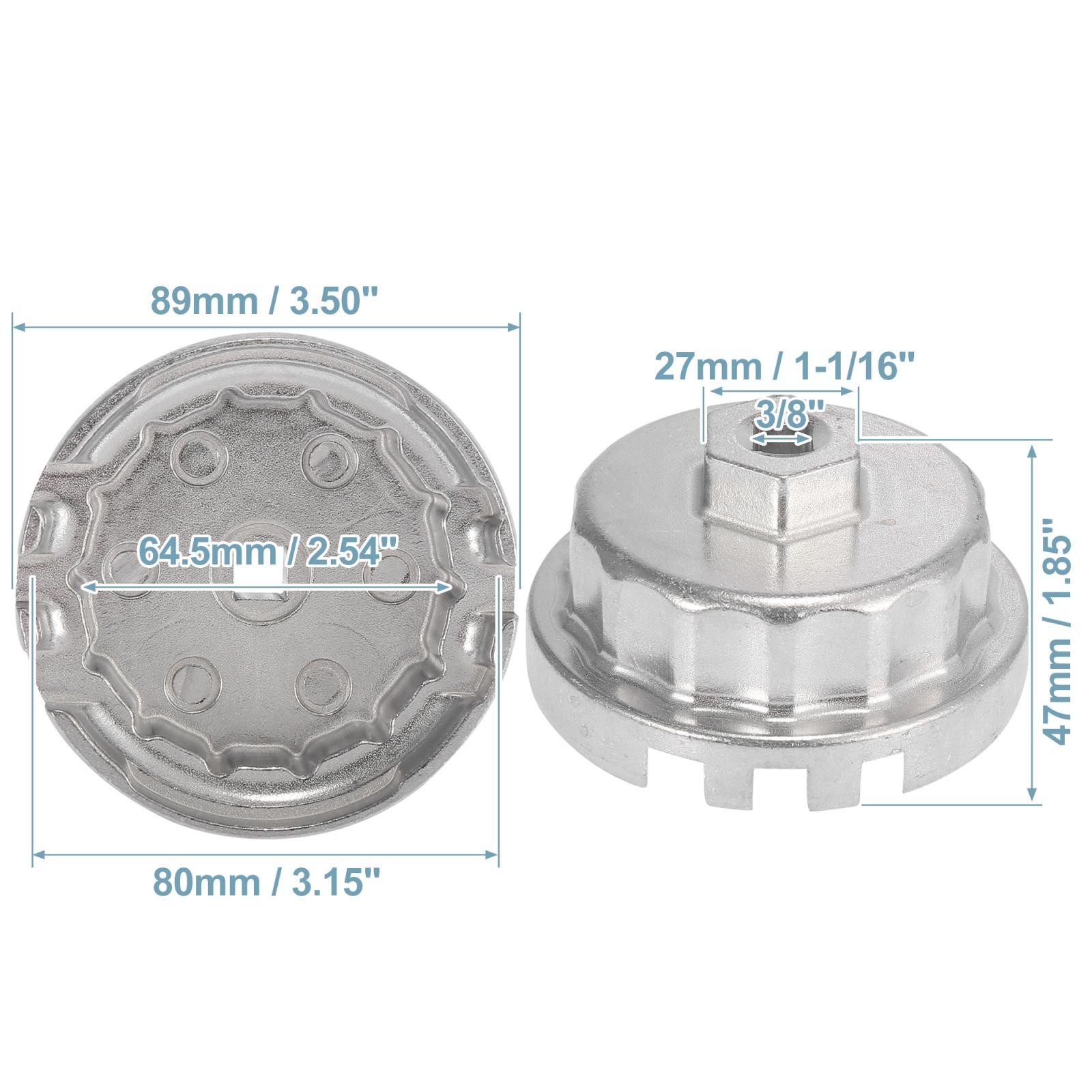Oil Filter Wrench 14 Flutes 4 Slots 64.5mm Oil Filter Cap for Toyota Silver Tone