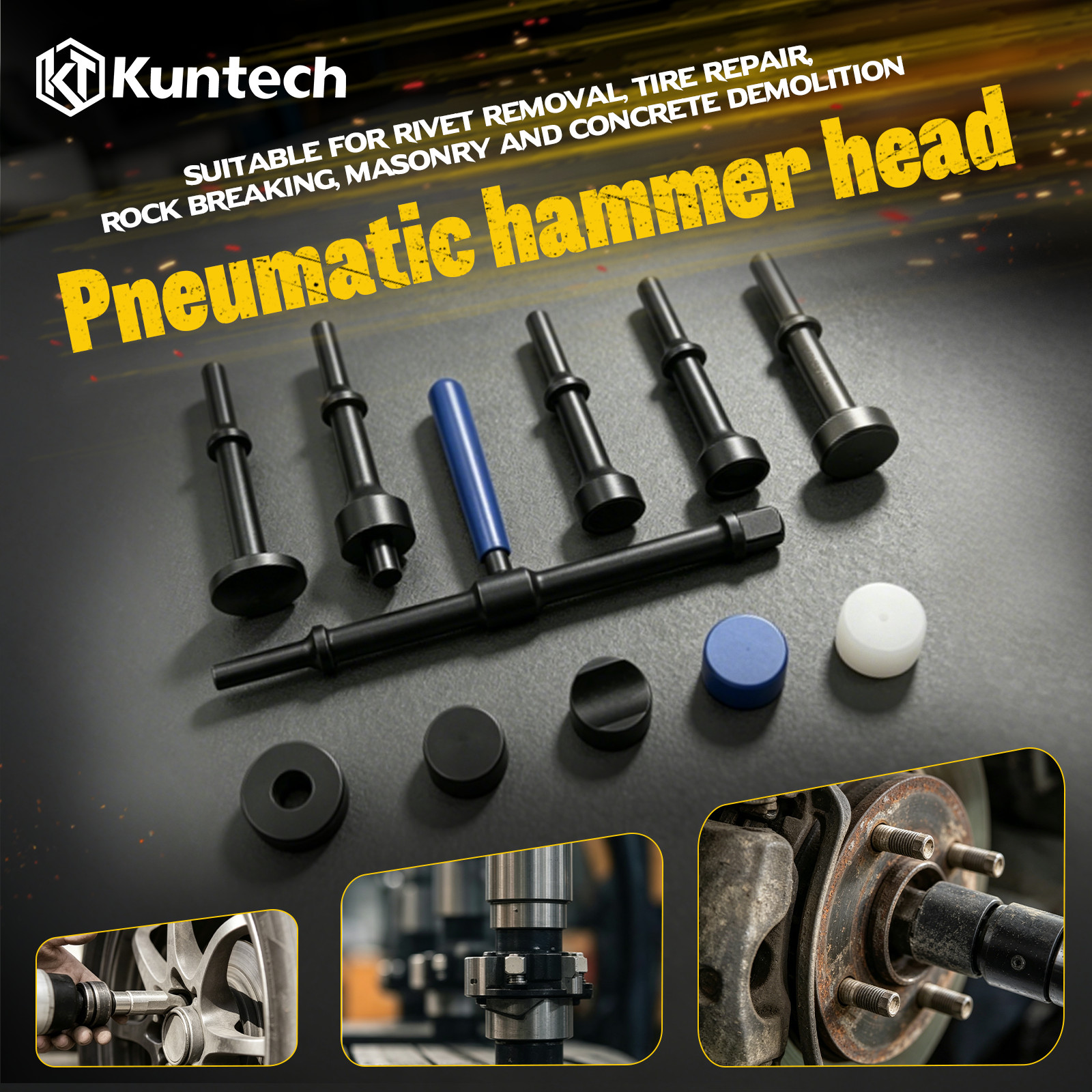 27PCS Air Hammer Kit Multi-functional Pneumatic Hammers Piece Chisel Set 2500BPM