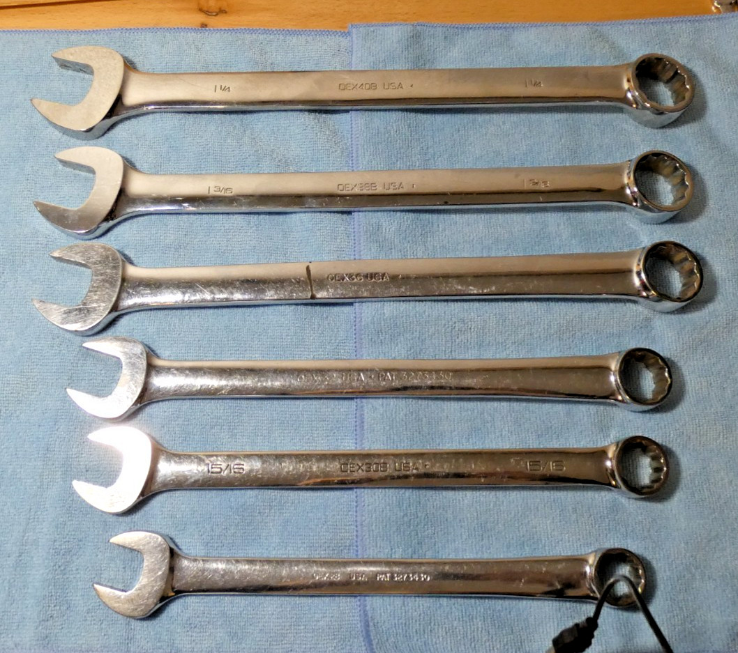 Snap-On 6 Pc. Combo Flank Drive Wrench Set SAE OEX28, OEX30B, OEX32,36,38B, 40B