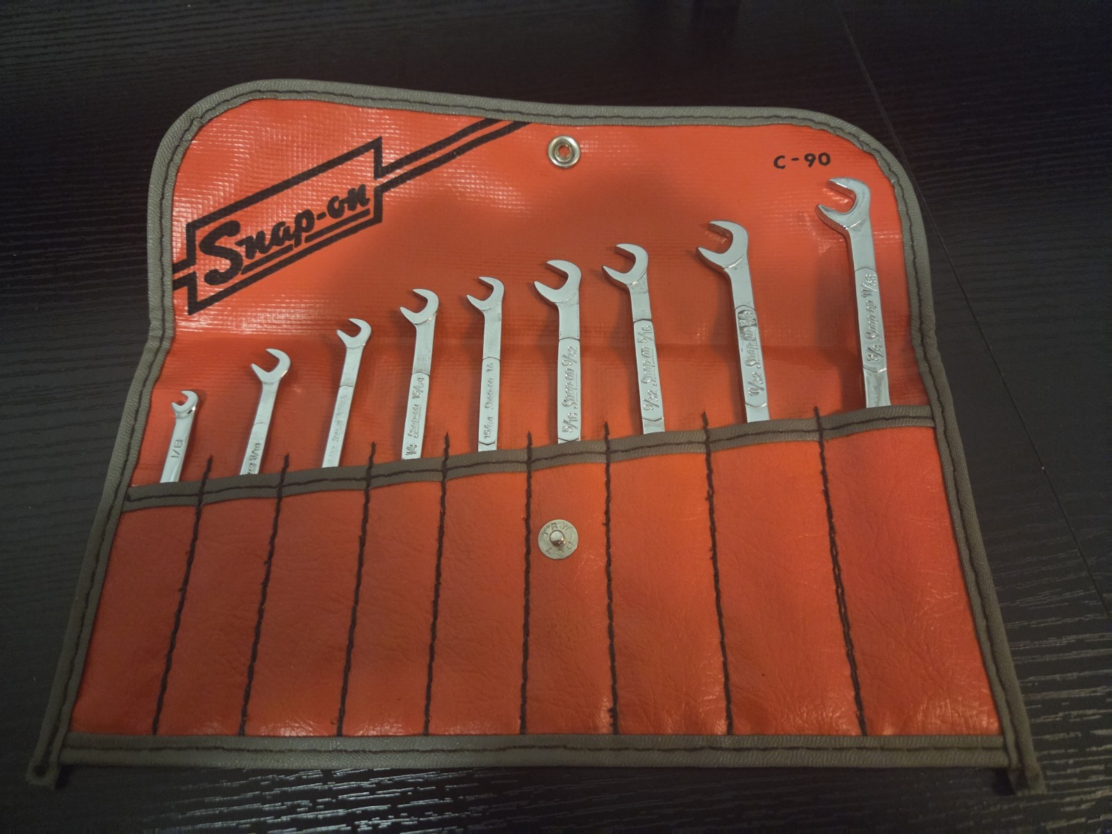 Vintage SnapOn 9 Piece SAE Open End Ignition/Midget Wrench Set Housed In…