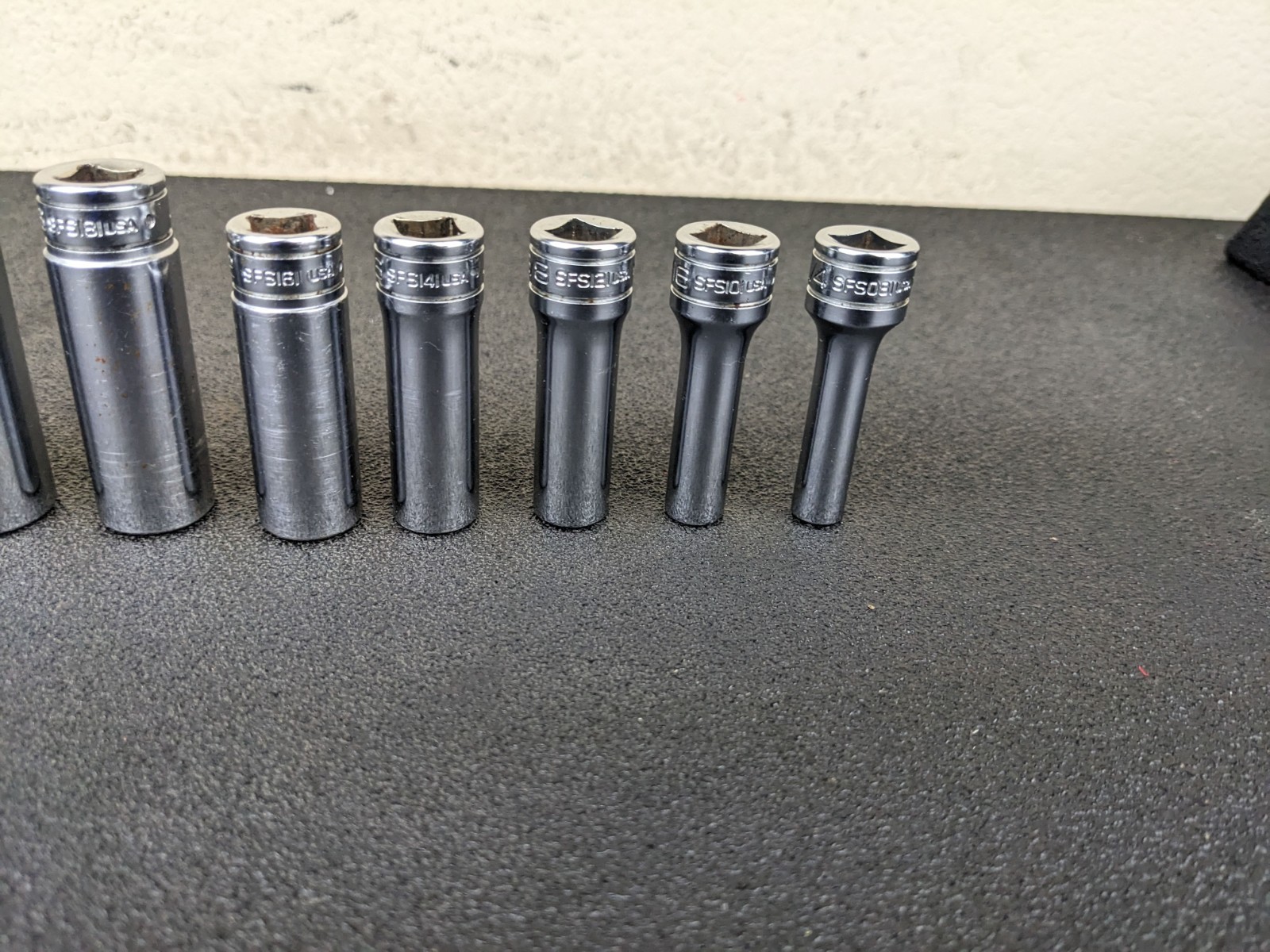 #bn942 Snap-on 211SFSY 1/4″ 7/8″ SAE 11-Piece 3/8″ Drive 6-Point Deep Socket Set