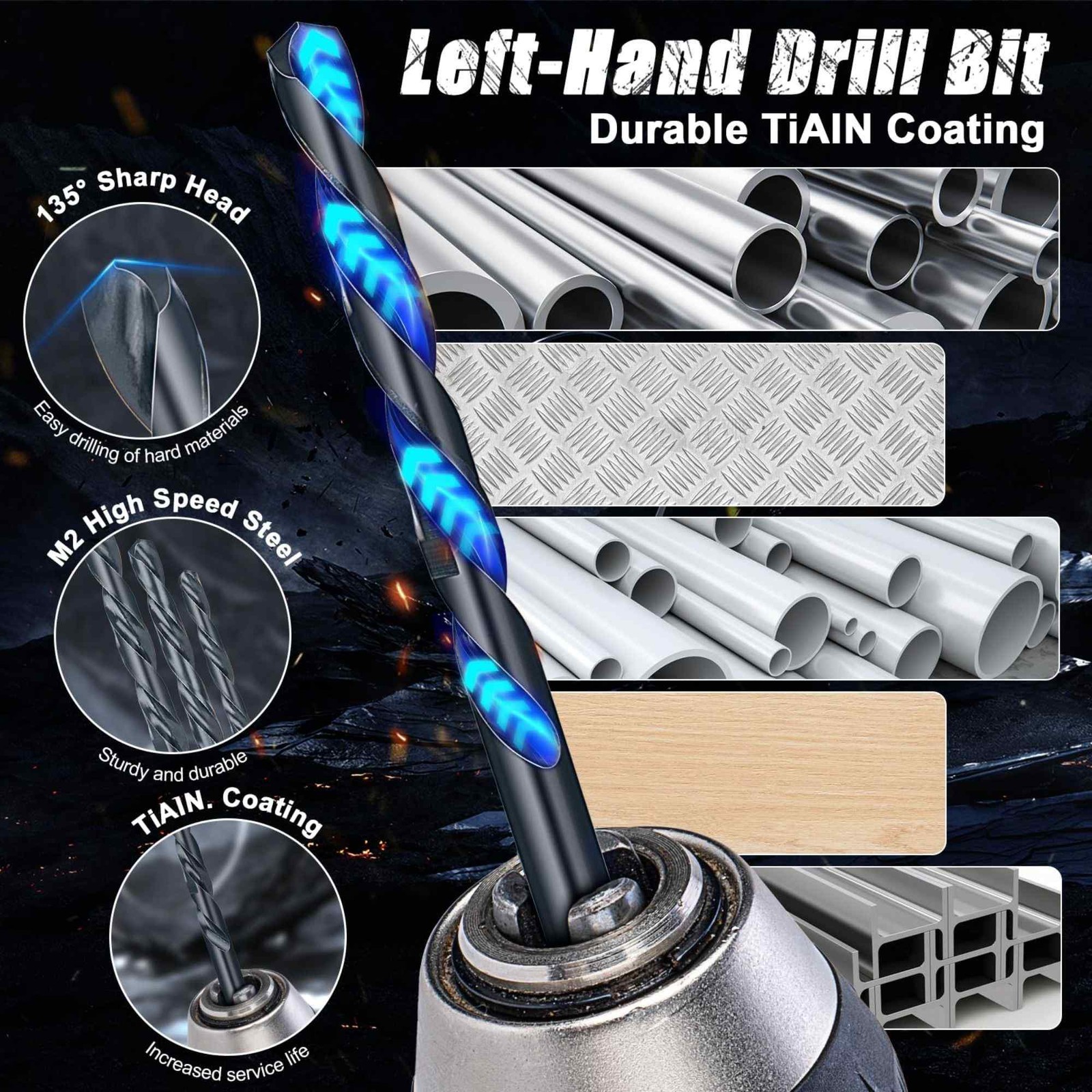 Extractor Tornillos Dañados Barridos Brocas Mano Izquierda Easy Out 16PCS