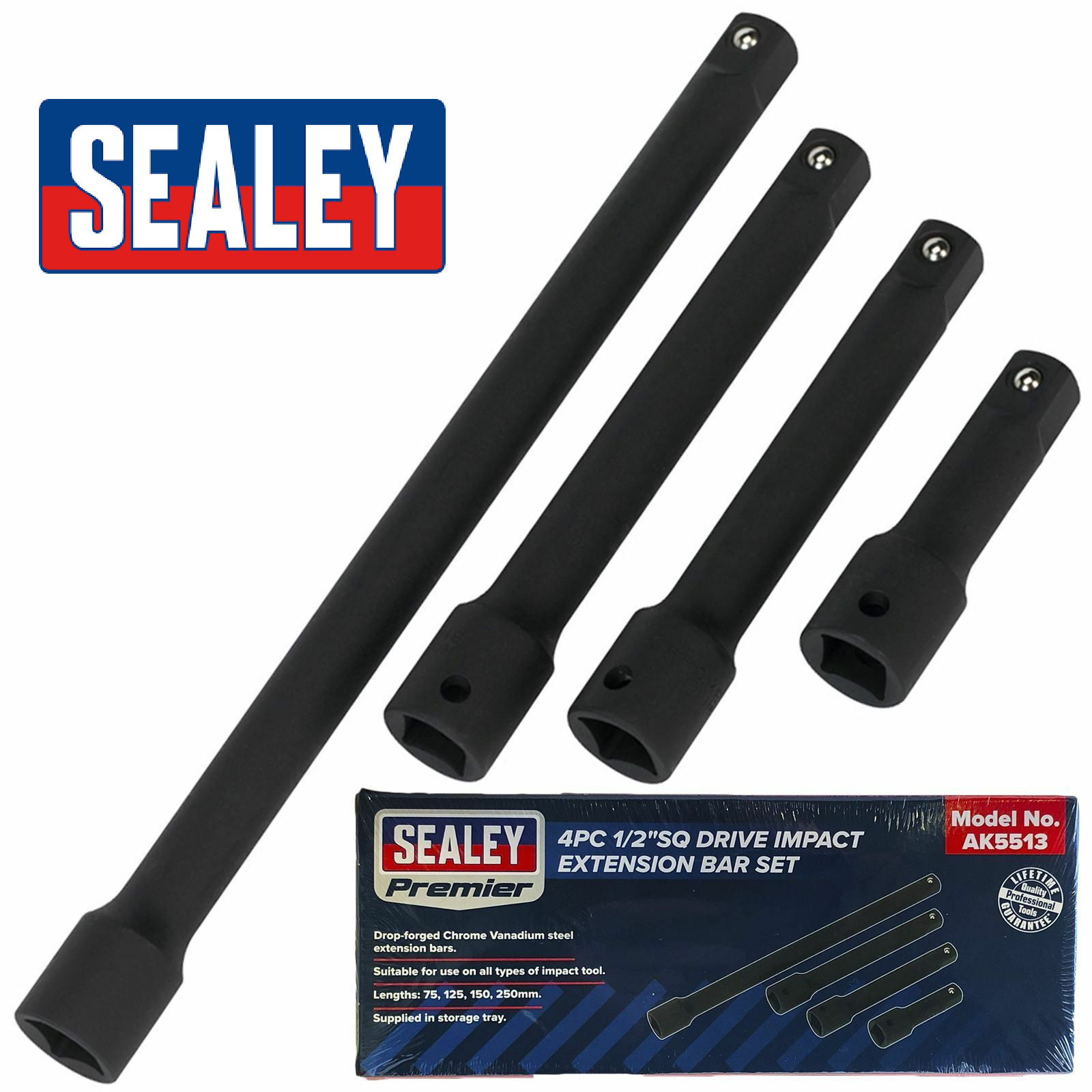 SEALEY IMPACT EXTENSION BAR SOCKET SET 4PC 1/2″ DRIVE AK5513