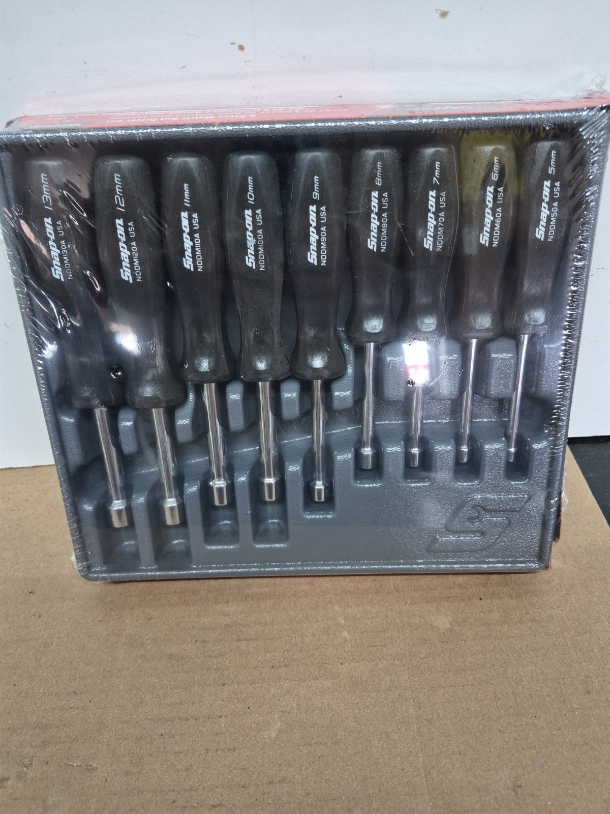 Snap On Tools USA NDDM900A Metric Black Hard Handle Nut Driver 9 Pc Set NEW