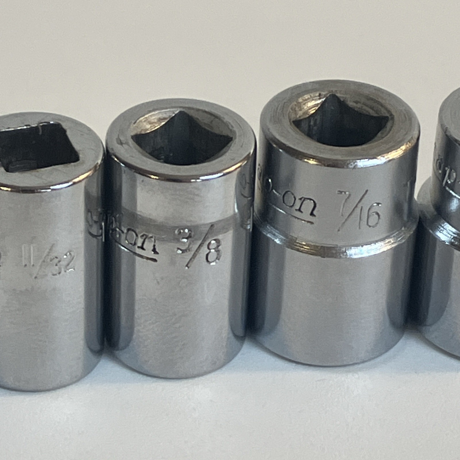 Snap On Tools 1/4″ Drive 9 Pc SAE Shallow 6 Pt Socket Lot TM6 – TM18 3/16″-9/16″