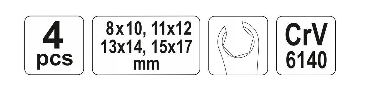 Yato Professional Heavy Duty Flare Nut Wrench Spanner Set 8sizes 8-17mm YT-0143
