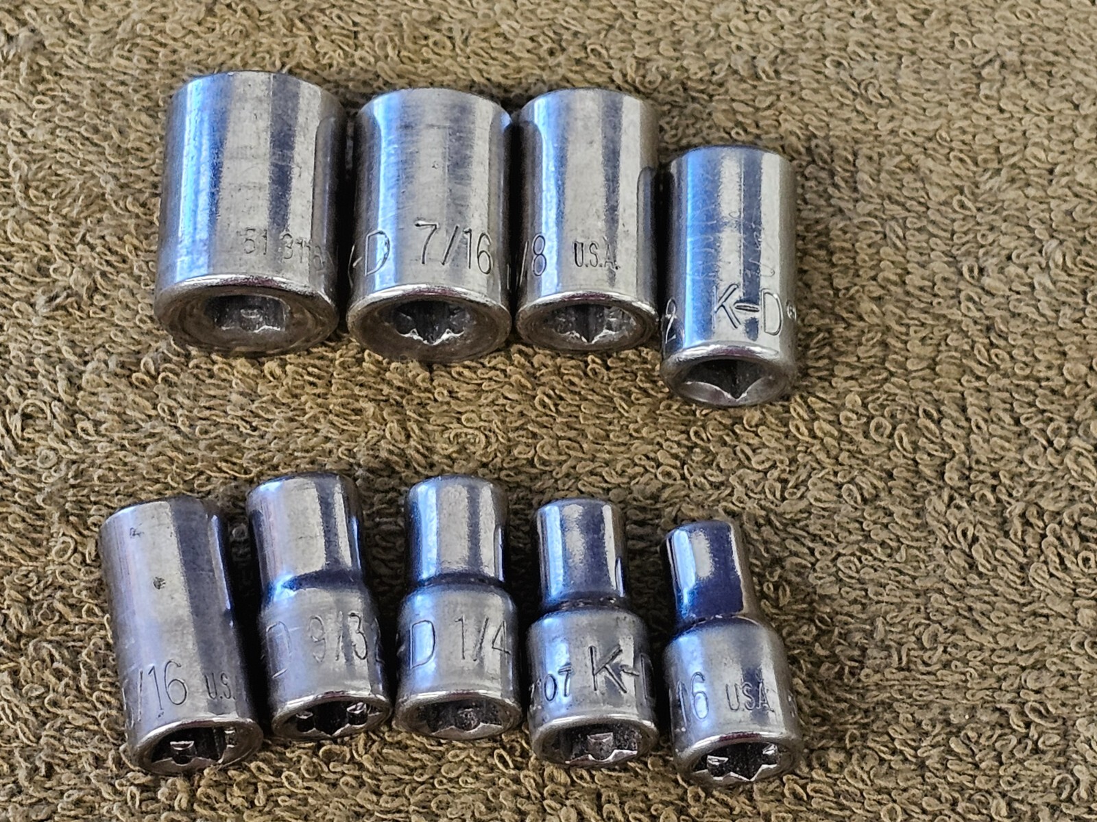12 KD K-D 1/4″ Drive 51 Socket Set Ratchet Extension Sae 1/2 7/16 3/8 5/16 3/16