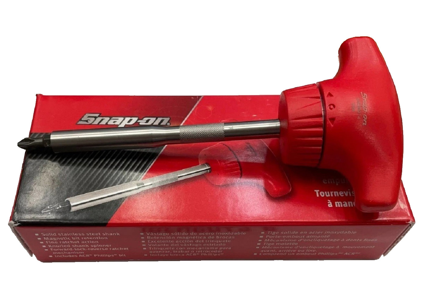*NEW* Snap-on T-HANDLE Ratcheting Screwdriver, 4″ STUBBY ~ SSDMRT4R *RED* NIB!