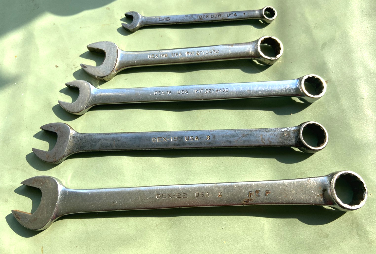 Snap-on Tools OEX 22-18-16-180-100B 5PC SET COMBINATION WRENCH