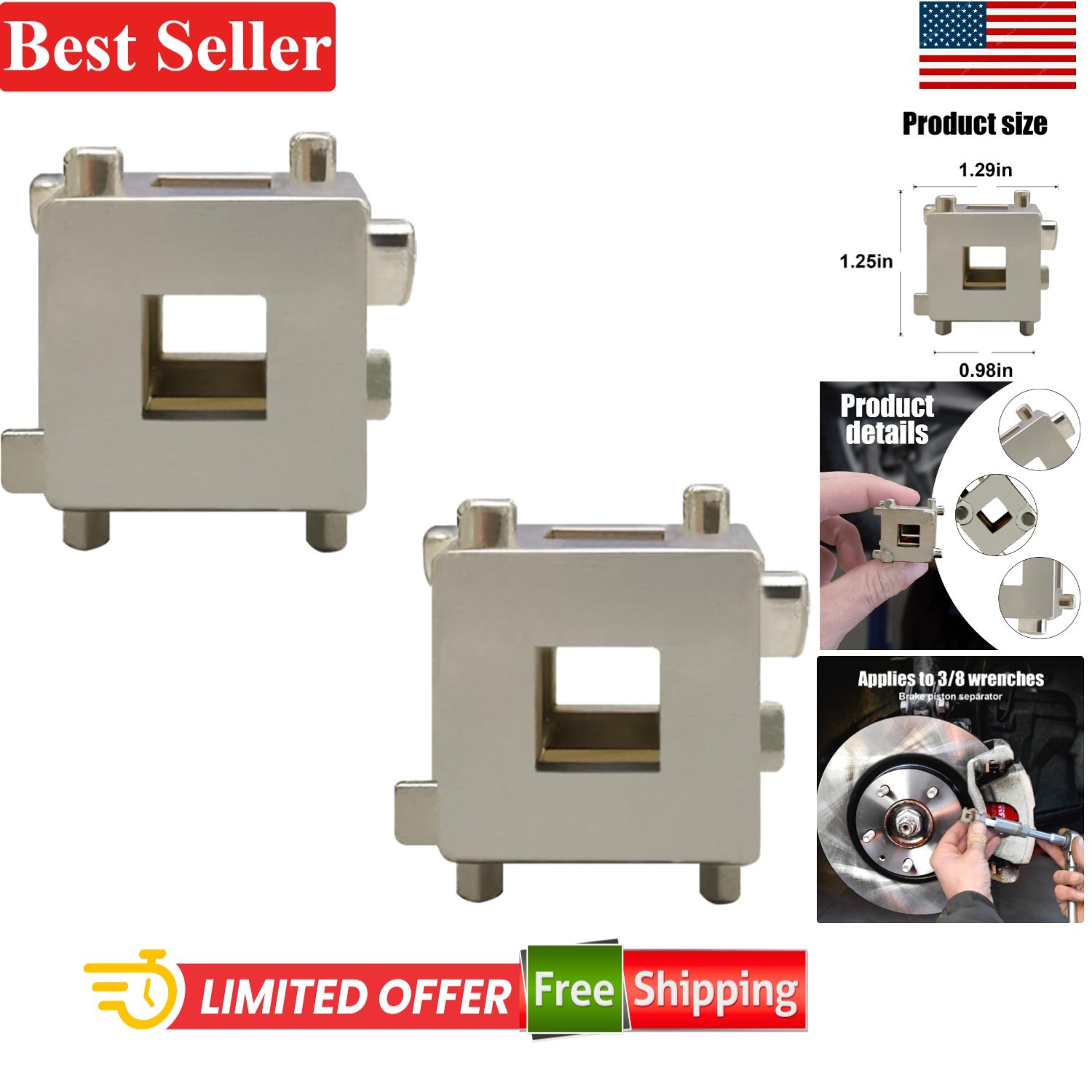 Steel Brake Caliper Piston Tool 2pcs Compatible with Most Vehicles