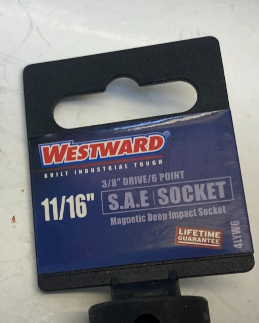 WESTWARD 11/16″ Magnetic Deep Impact Socket – 3/8″ Drive – 6 Point – Black Oxide