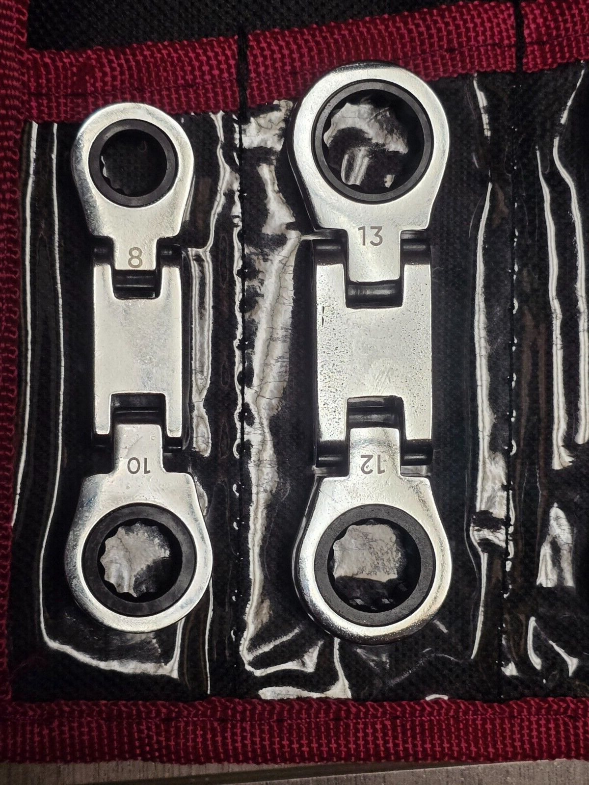 5pc Metric Double Flex Stubby Micro Ratcheting Wrench set 8-19mm w/ Pouch