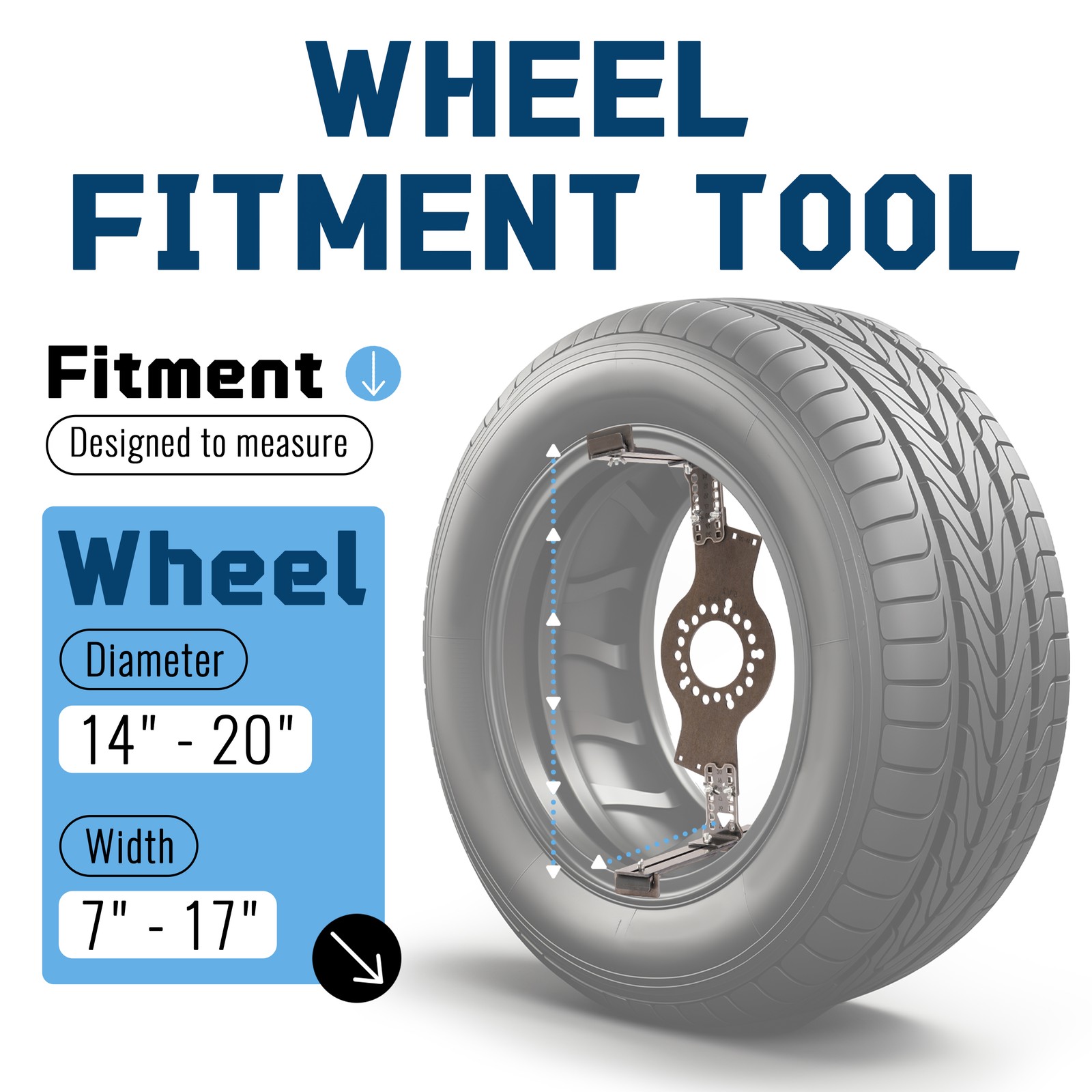 14″-22″ Wheel Fitment Simulator Tool Tire Size For Testing Size 5-Lug Pattern
