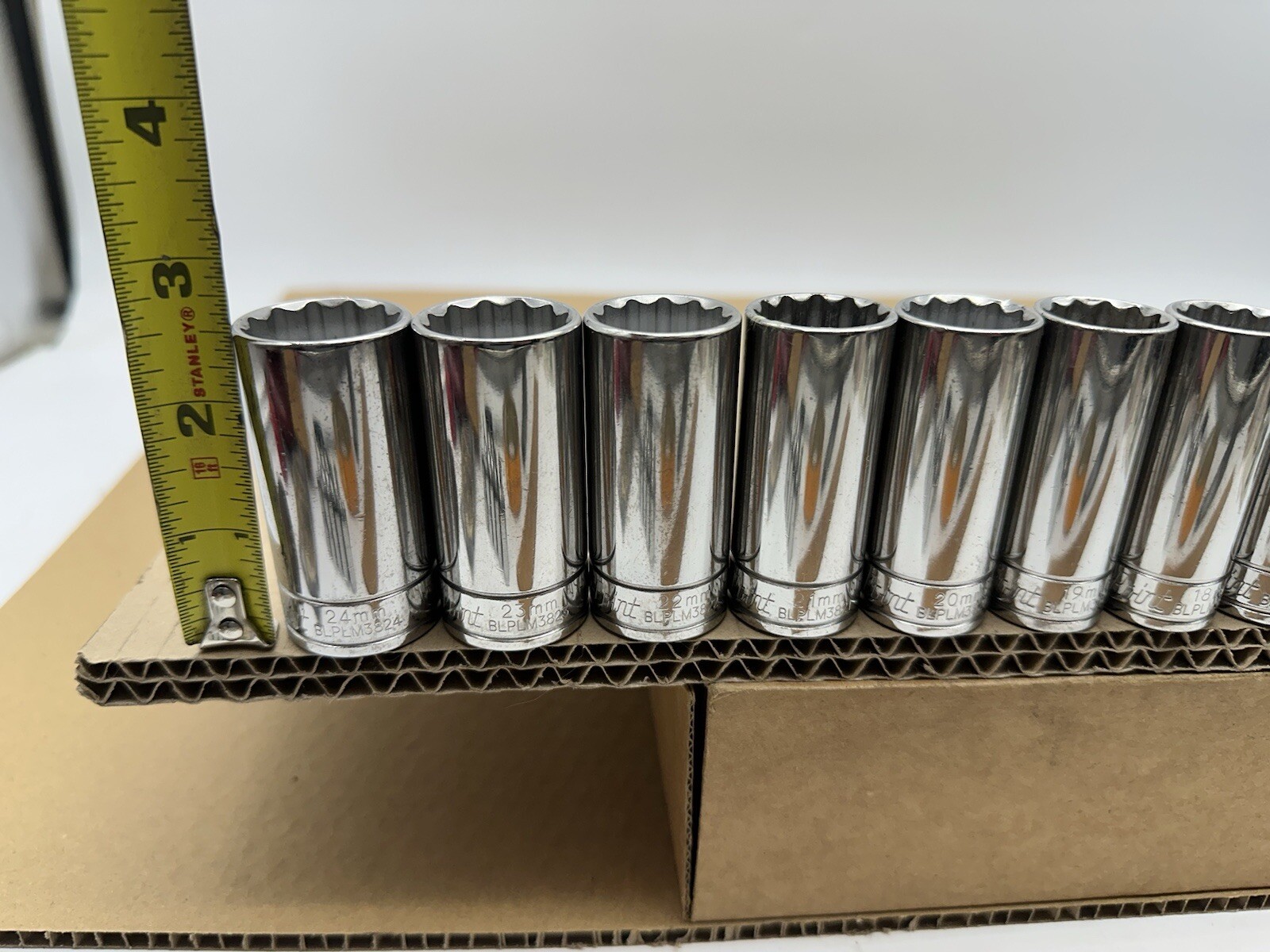 Blue-Point 3/8″ Drive 12 Point 15 Piece Deep Long Socket Set 10mm-24mm VGUC