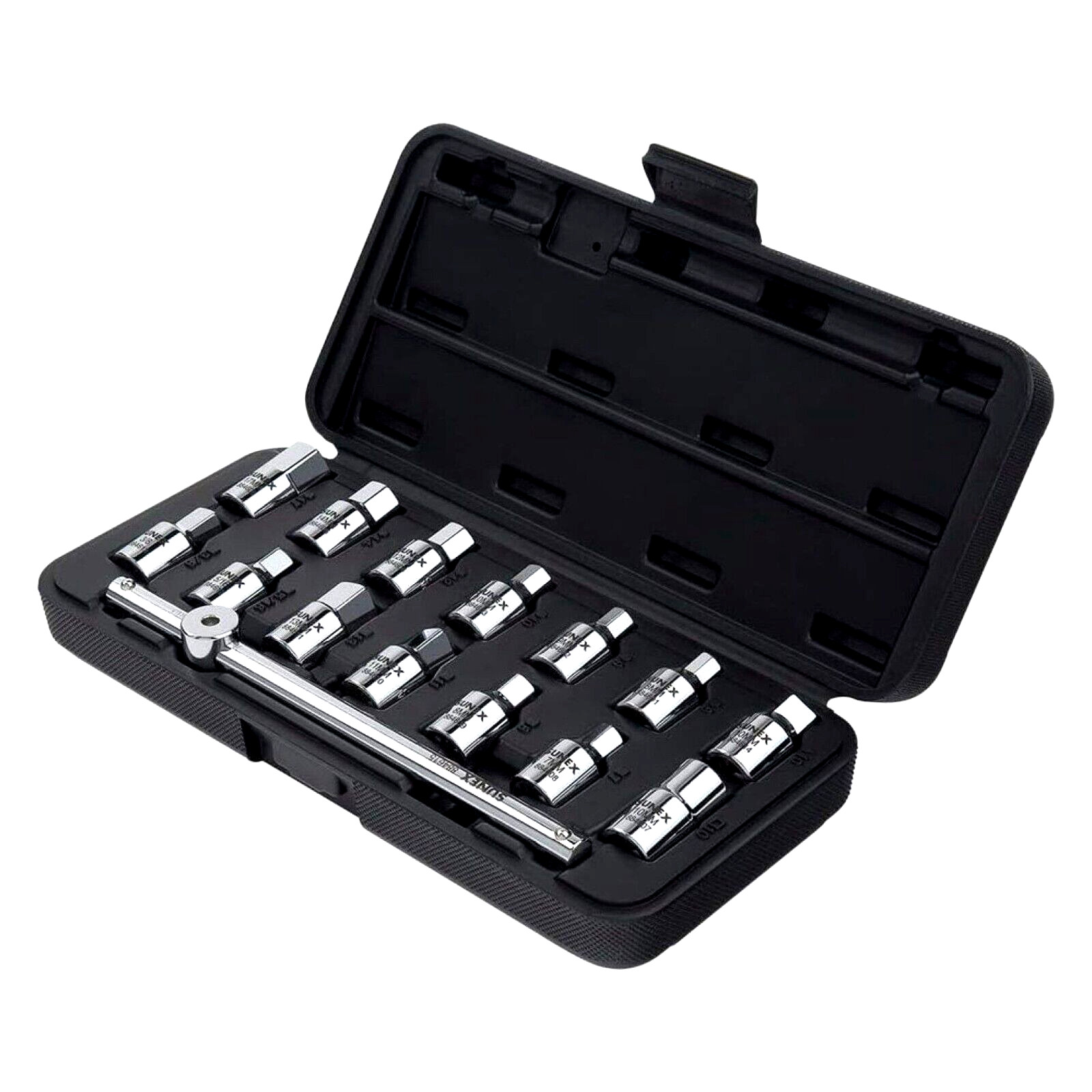 SUNEX 8846 15 Piece 3/8 Drive Drain Plug Key Set with Case New Automotive Tools