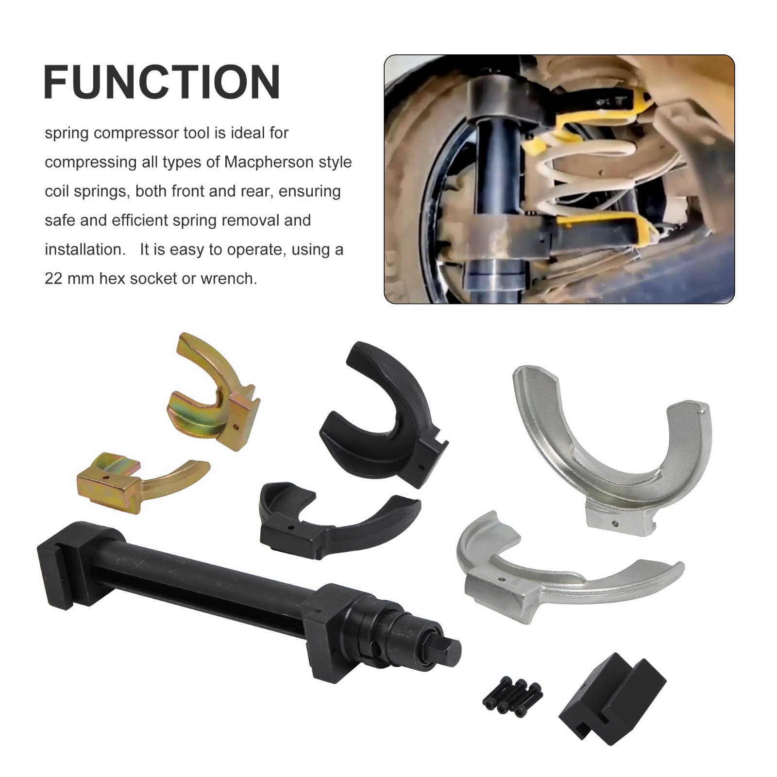 Car Coil Spring Compressor Kit Telescopic Mcpherson Front Rear Strut Springs Set