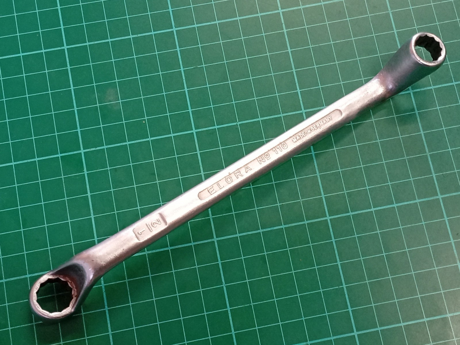 Elora No110 7/16″ x 1/2″ AF, Chrome-Vanadium Offset Ring Spanner, Germany
