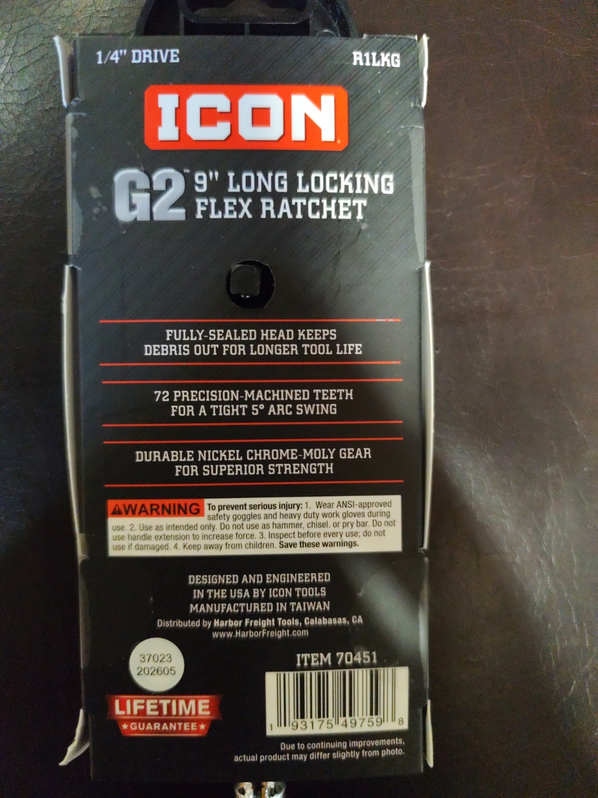 Icon 9″ Long Locking Flex Ratchet G2 R1lkg 1/4″ Drive