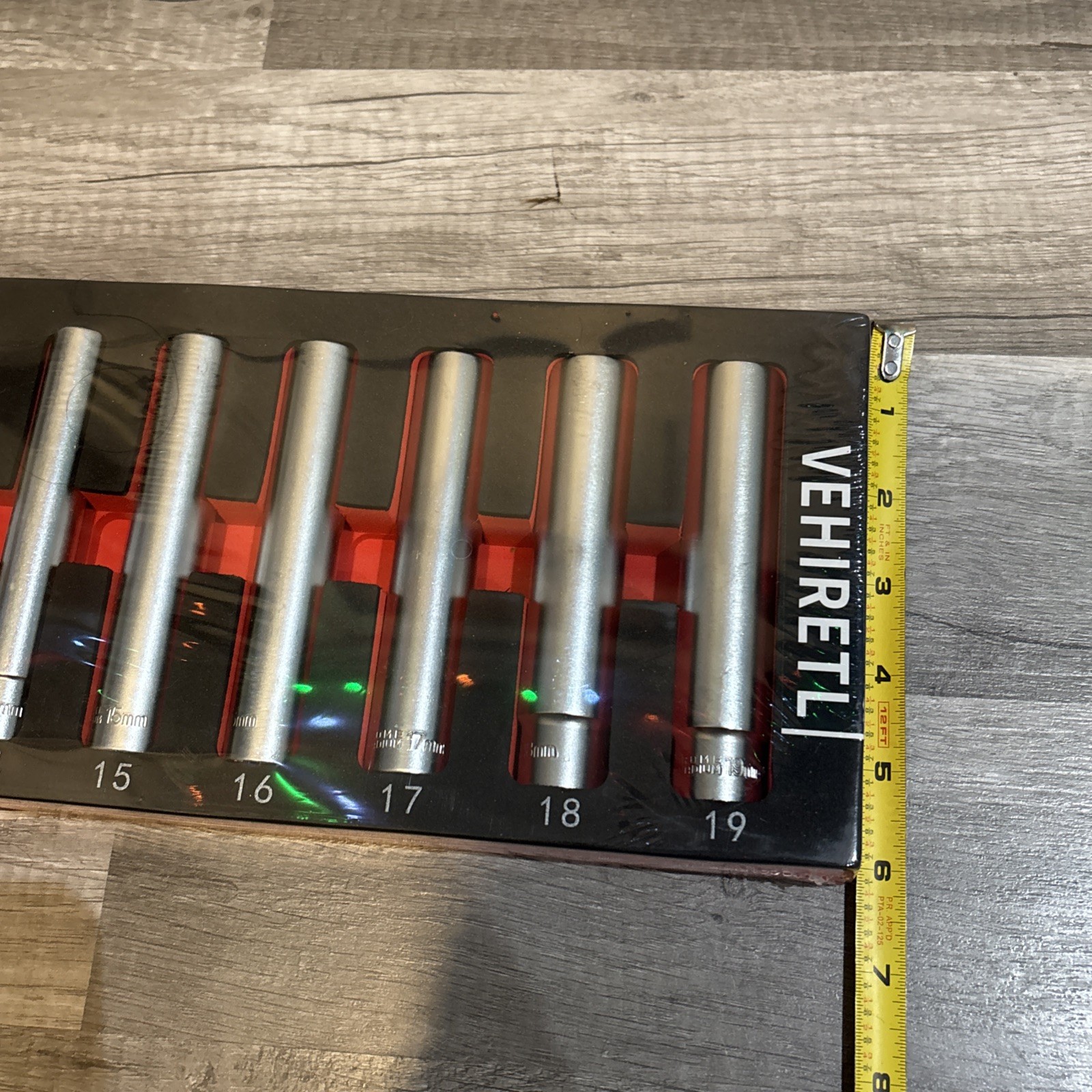 12pc 3/8″ dr, 12 Point 4.75″ Extra Long Deep Socket Set 8-19mm w/Adapters