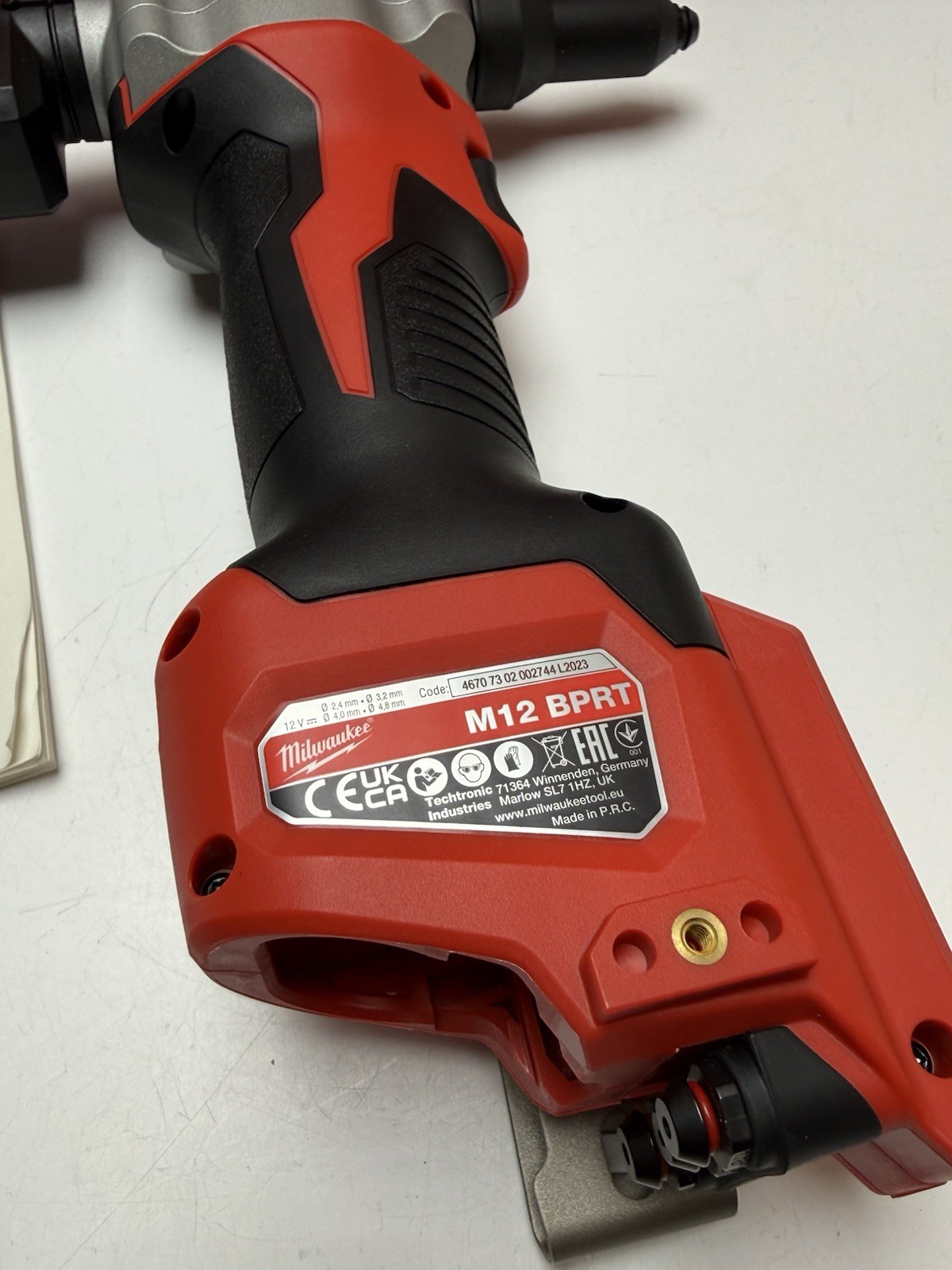 Milwaukee M12BPRT-201X 12V Pop Rivet Gun Cordless Brushless With 6 Ah Battery