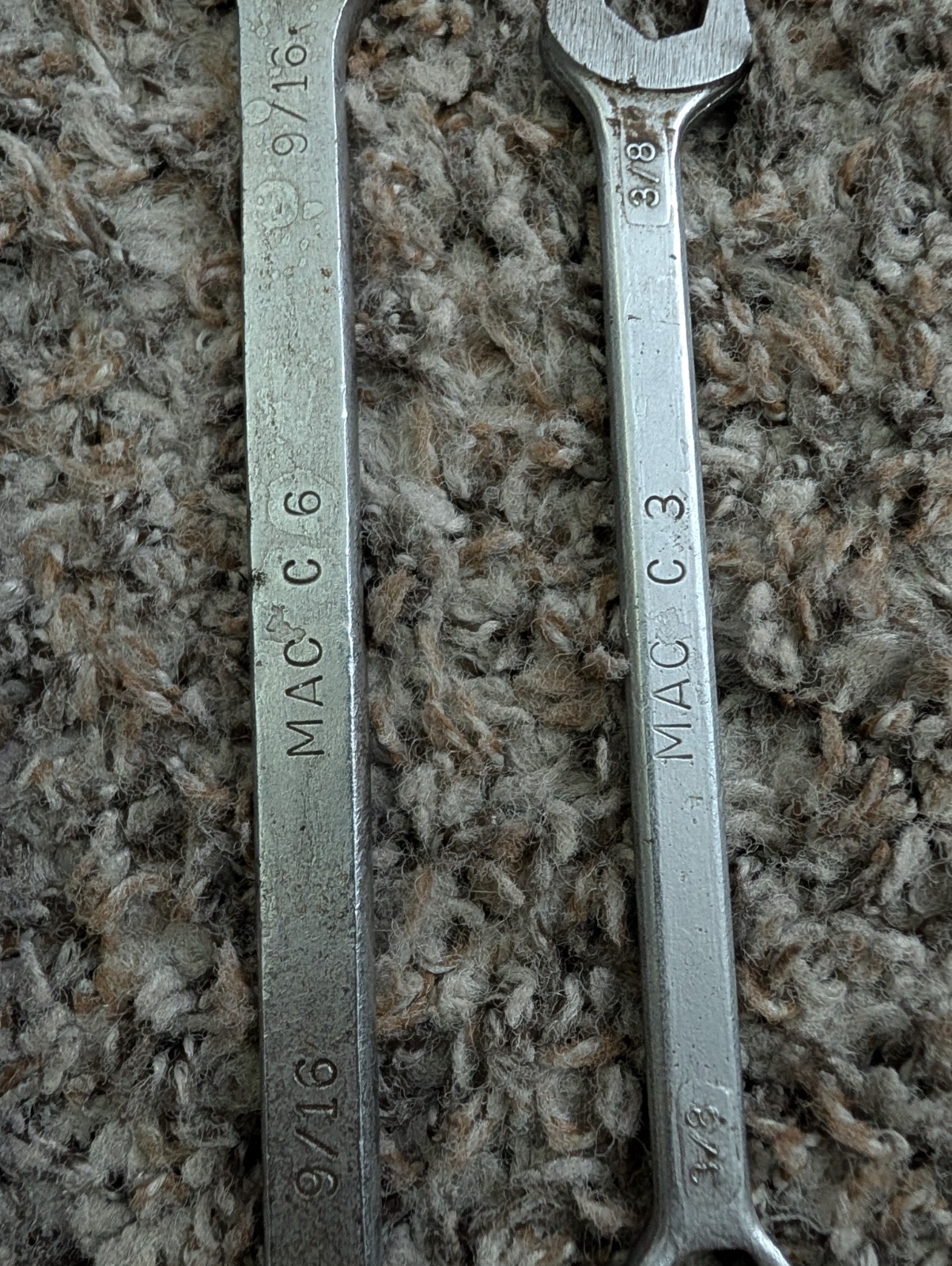 Vintage MAC Tools Combination Wrench Lot C8 C7 C6 C3 11/16 5/8 9/16 3/8 USA