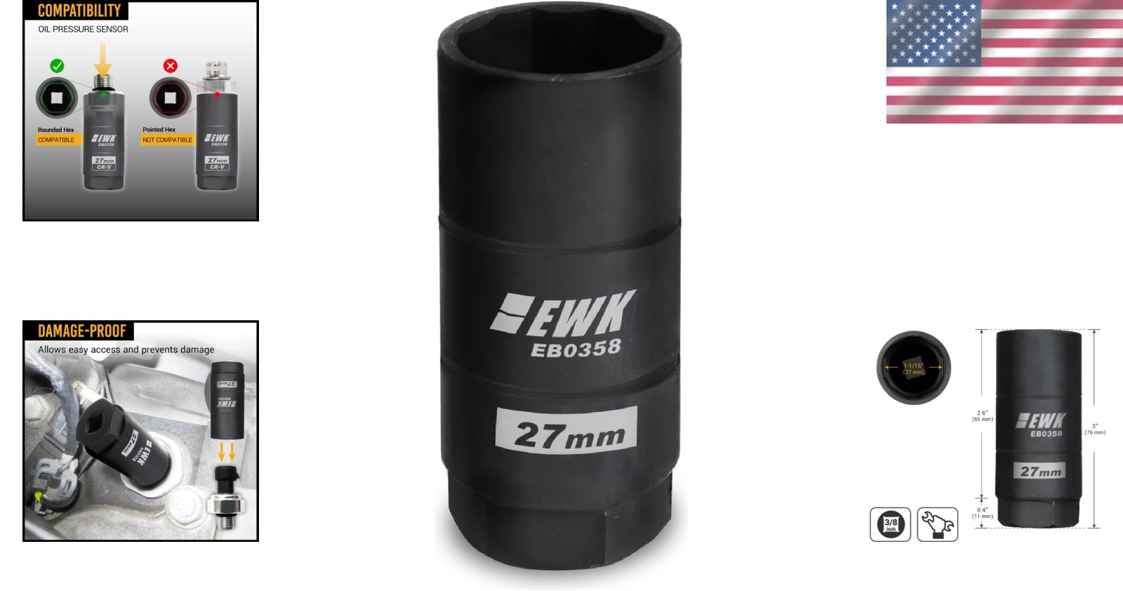 Precision Designed Oil Pressure Socket for GM, Chrysler & Chevy Maintenance