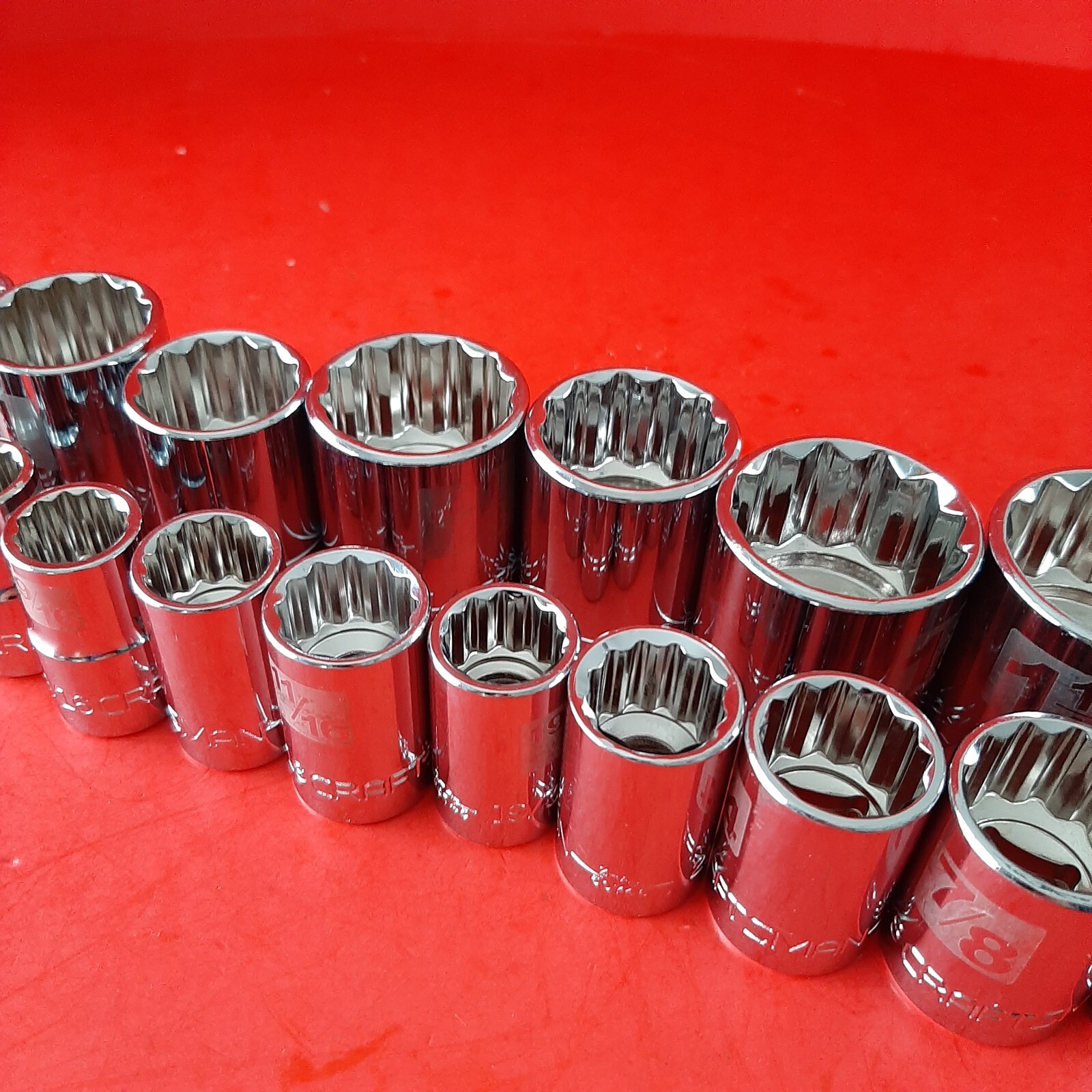 NEW Craftsman Easy Read 19 Pc 1/2 Drive 12Pt Shallow SAE Socket Set 3/8 to 1-1/2