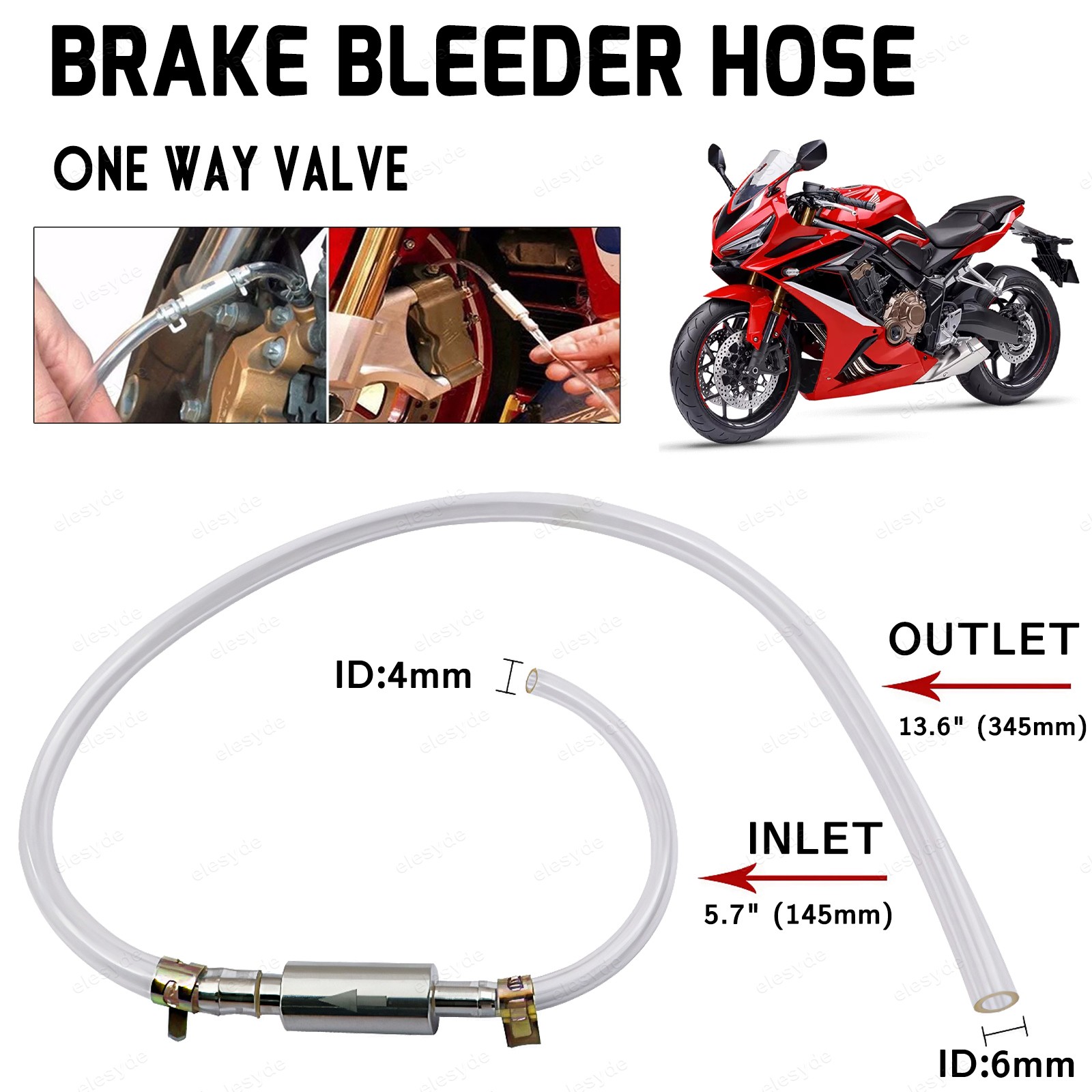 Motorcycle Car Clutch Brake Bleeder Hose One Way Valve Tube Bleeding Tool Set US