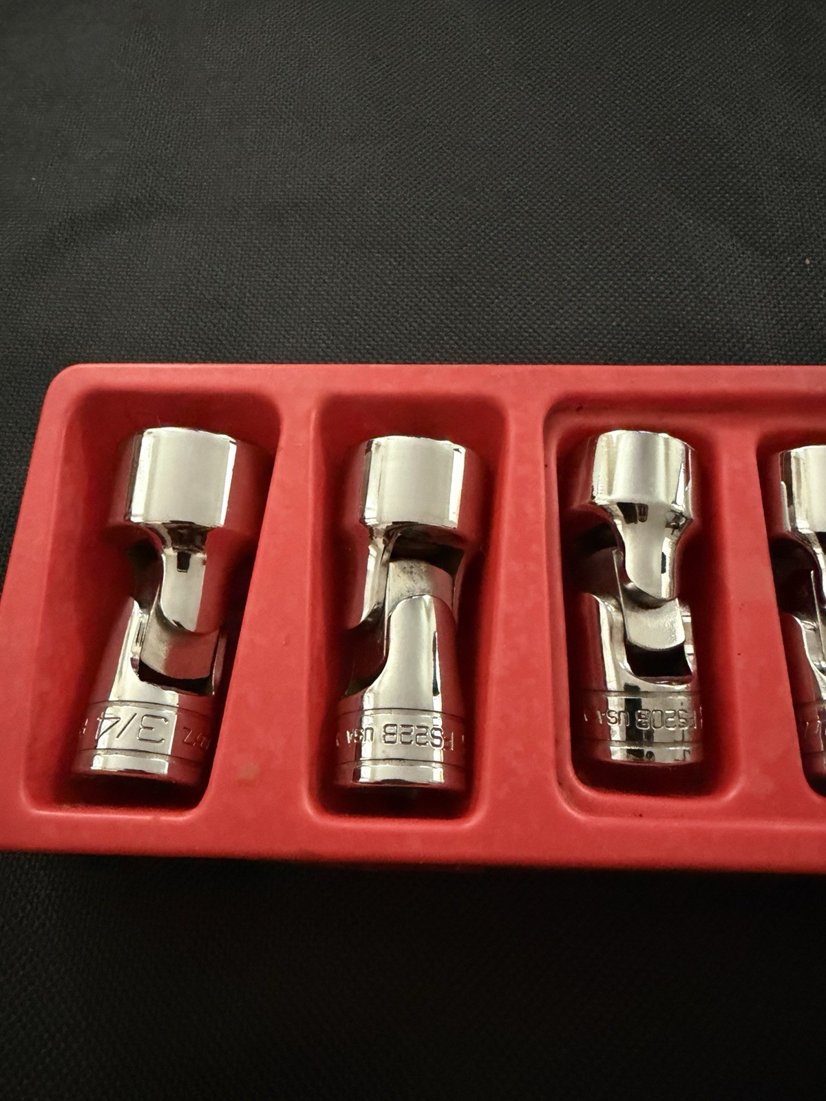 Snap-on 6 Piece 3/8 SAE Chrome Shallow Swivel Socket Set – 7/16 – 3/4 – FSB